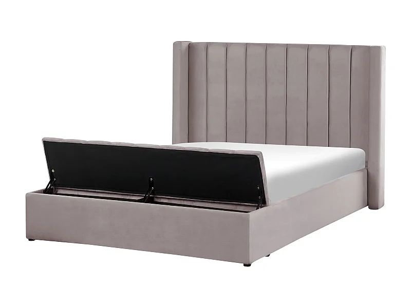 Luxuriöses Bett Samtstoff zusätzlicher Stauraum 140 x 200 cm grau Noyers