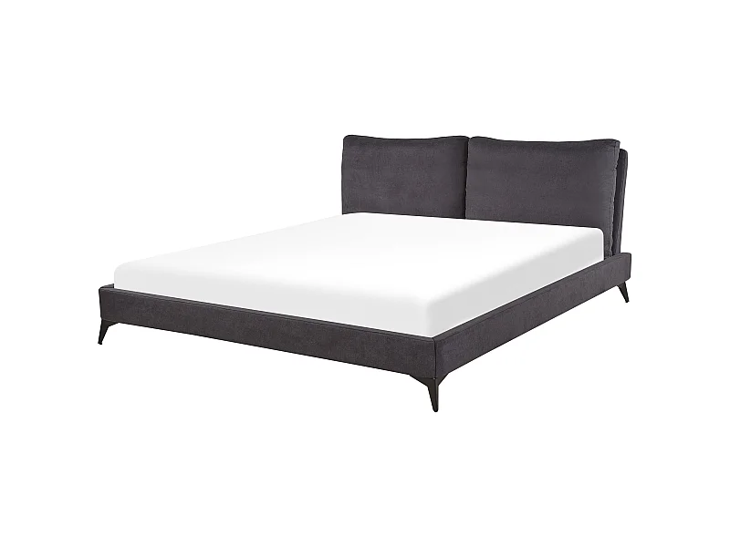 Lit avec sommier Velours MELLE 180 x 200 cm Gris foncé