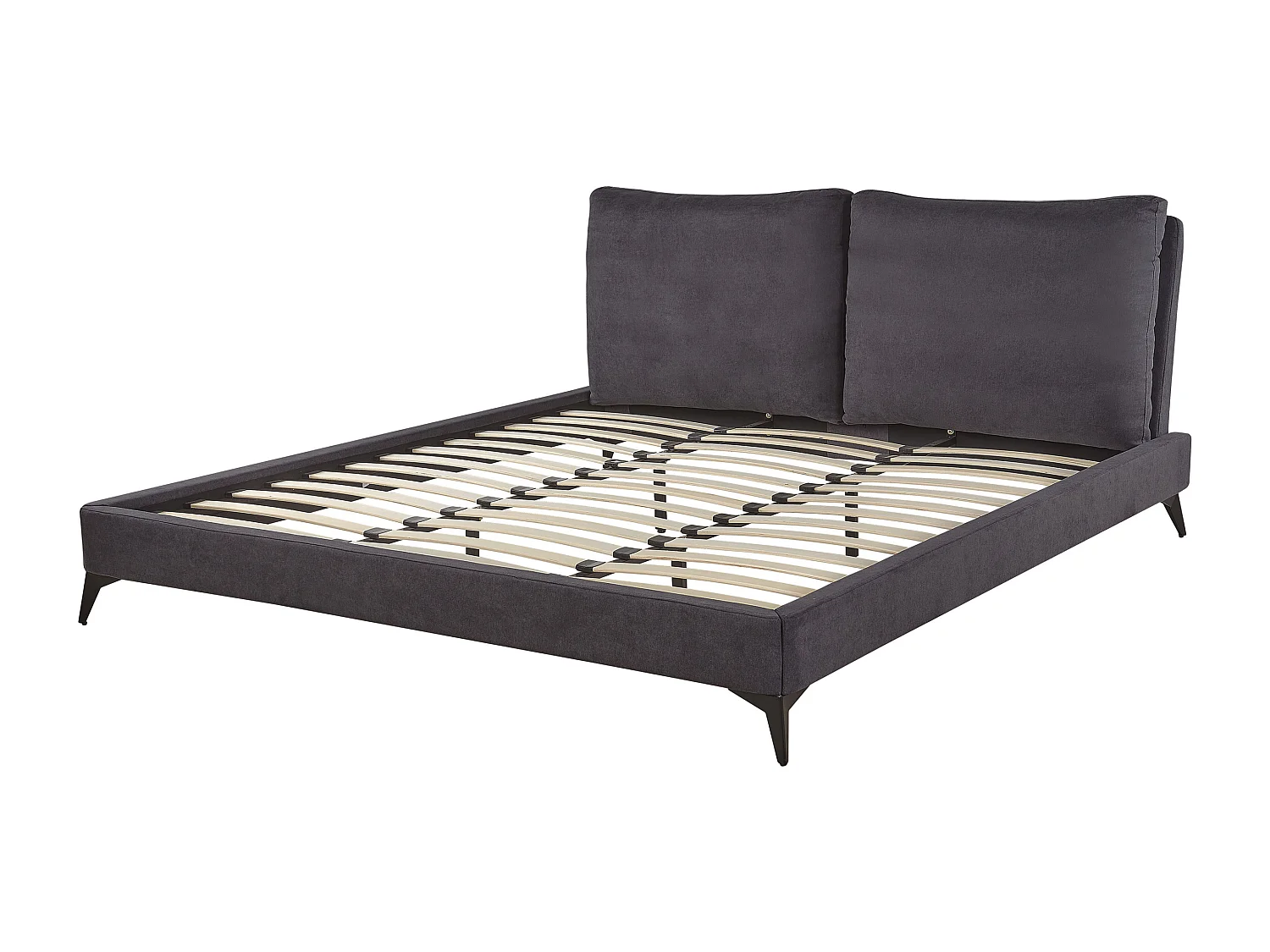 Cama Veludo MELLE 180 x 200 cm Cinzento escuro