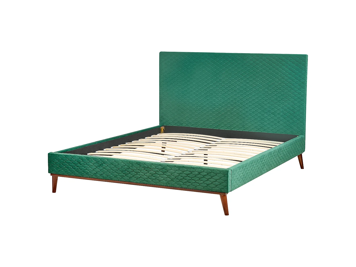 Lit avec sommier Velours BAYONNE 160 x 200 cm Vert foncé
