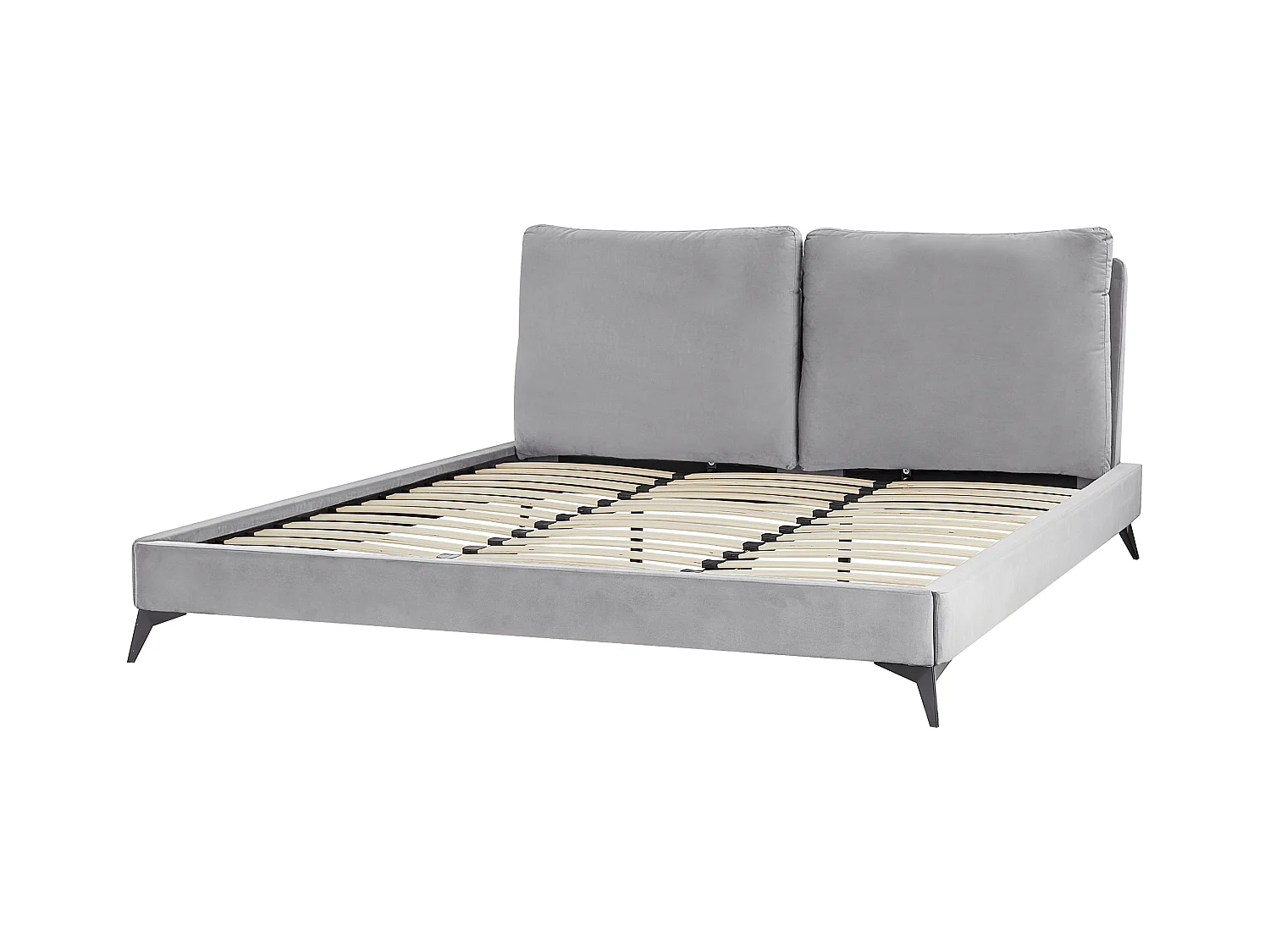 Elegantes Polsterbett in Grau Samtstoff mit Lattenrost 180 x 200 cm Melle
