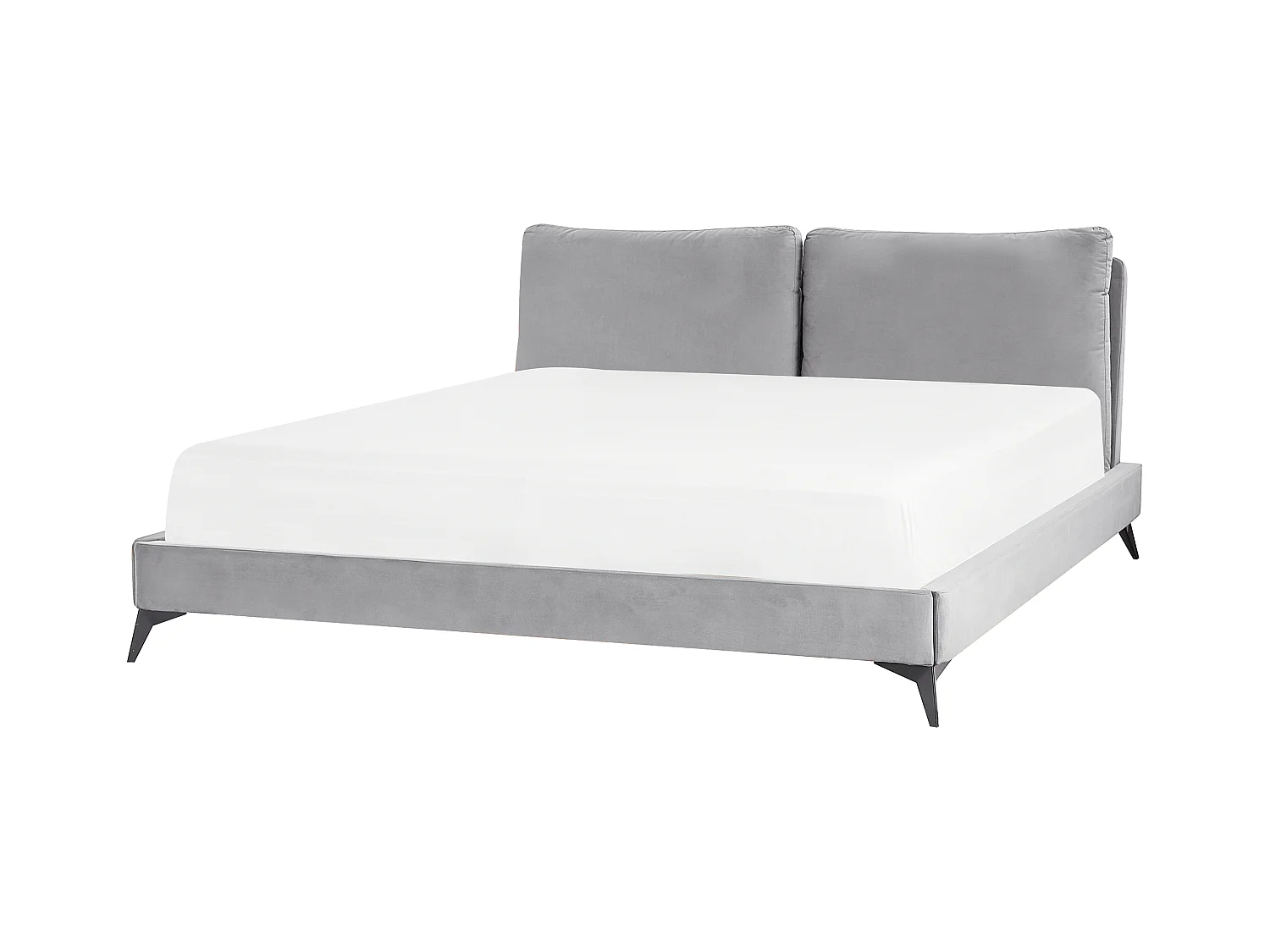 Lit avec sommier Velours MELLE 180 x 200 cm Gris