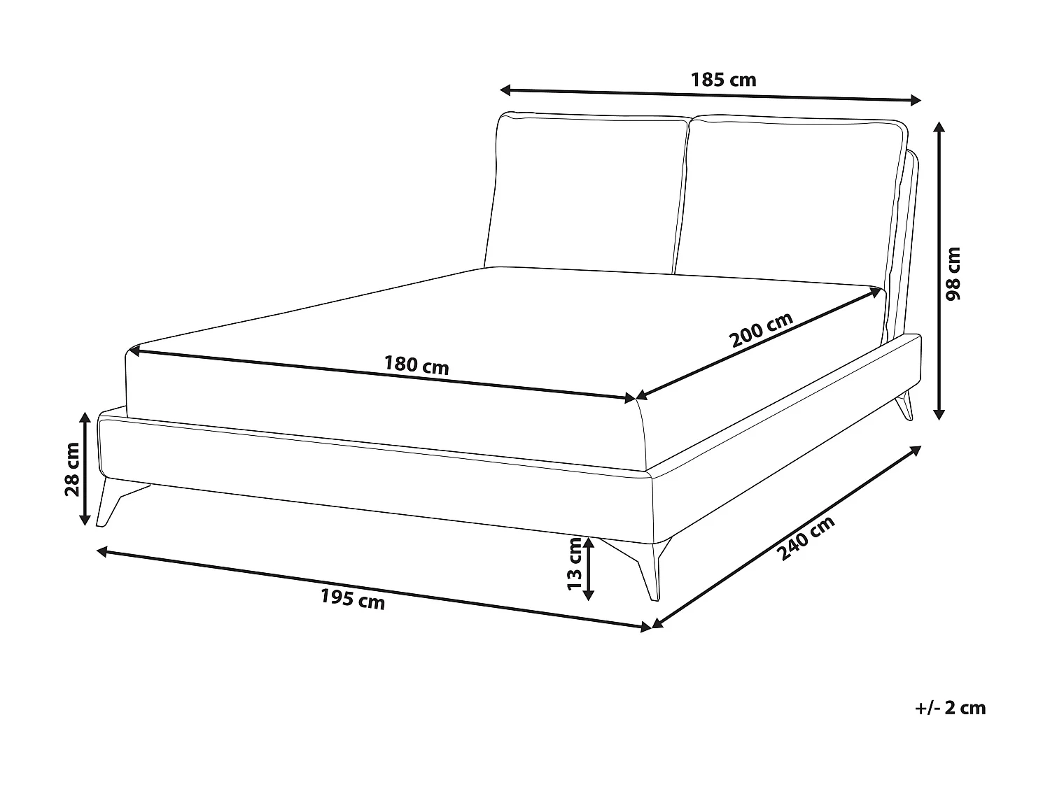 Lit avec sommier Velours MELLE 180 x 200 cm Gris