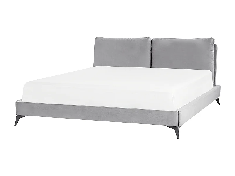 Cama Veludo MELLE 180 x 200 cm Cinzento