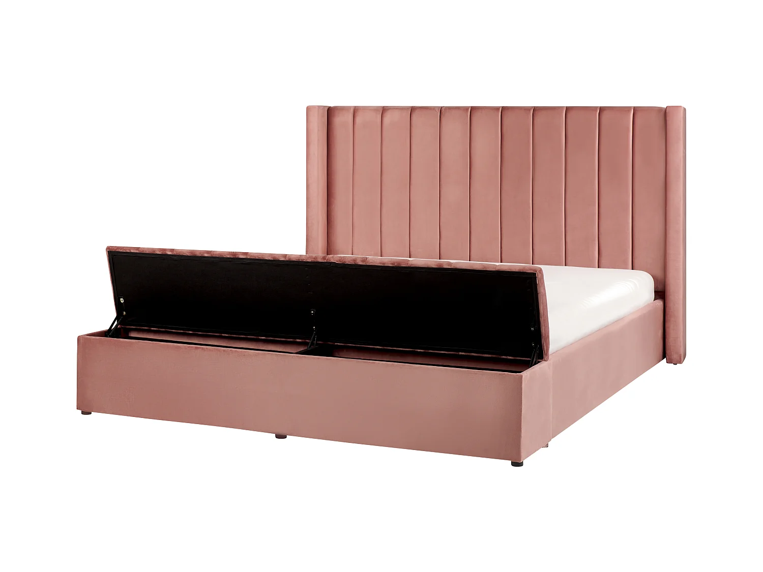 Lit avec banc de rangement Velours NOYERS 180 x 200 cm Rose