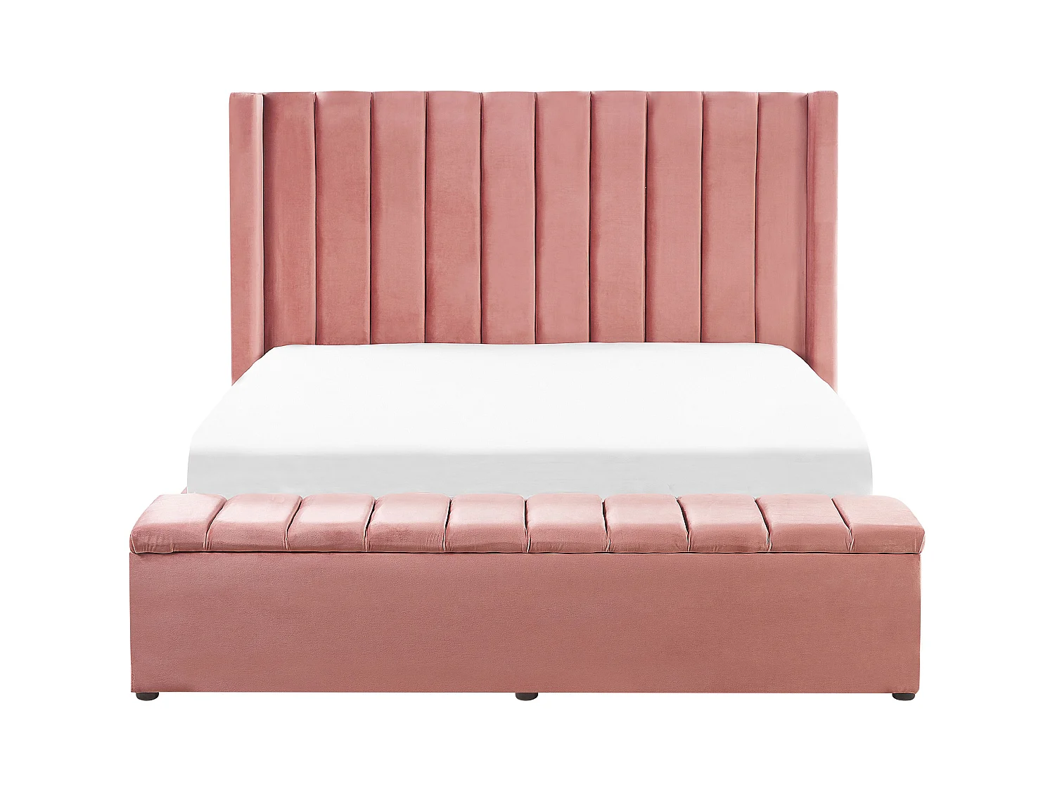 Lit avec banc de rangement Velours NOYERS 180 x 200 cm Rose