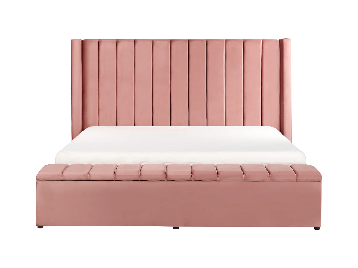 Lit avec banc de rangement Velours NOYERS 180 x 200 cm Rose