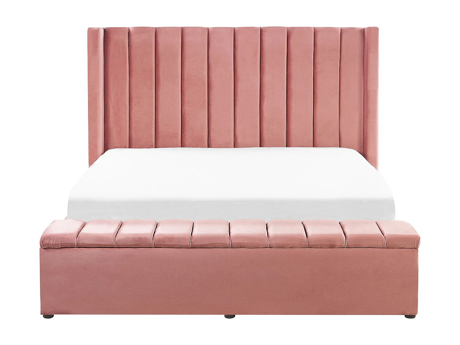Cama con banco de almacenaje Terciopelo NOYERS 180 x 200 cm Rosa
