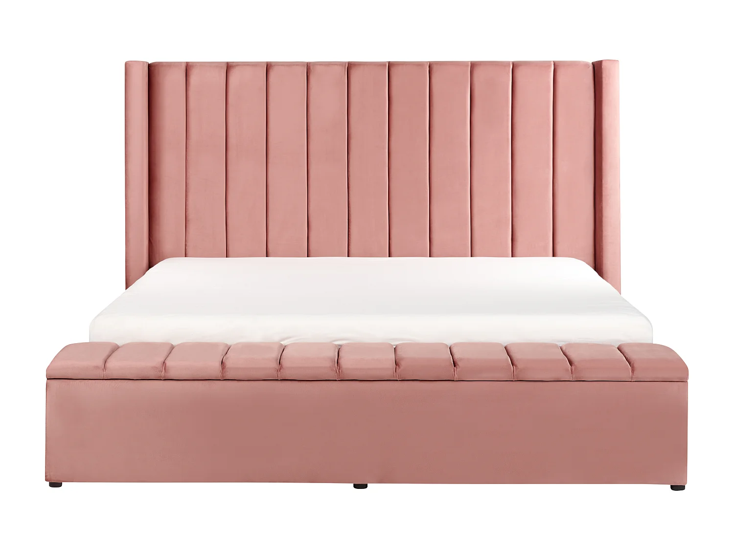 Cama con banco de almacenaje Terciopelo NOYERS 180 x 200 cm Rosa