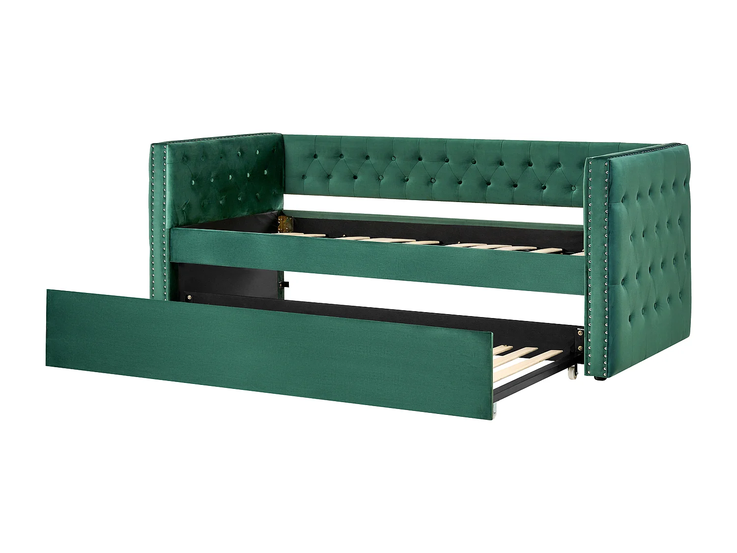 Lit gigogne Velours GASSIN 90 x 200 cm Vert émeraude