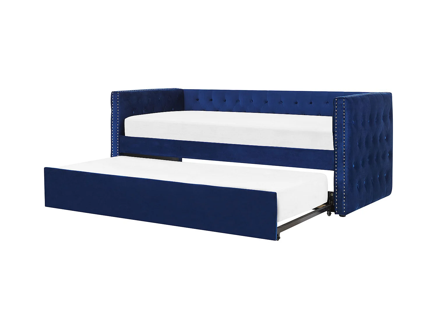 Platzsparendes Tagesbett Samtstoff marineblau 90x200 cm mit Lattenrost Gassin