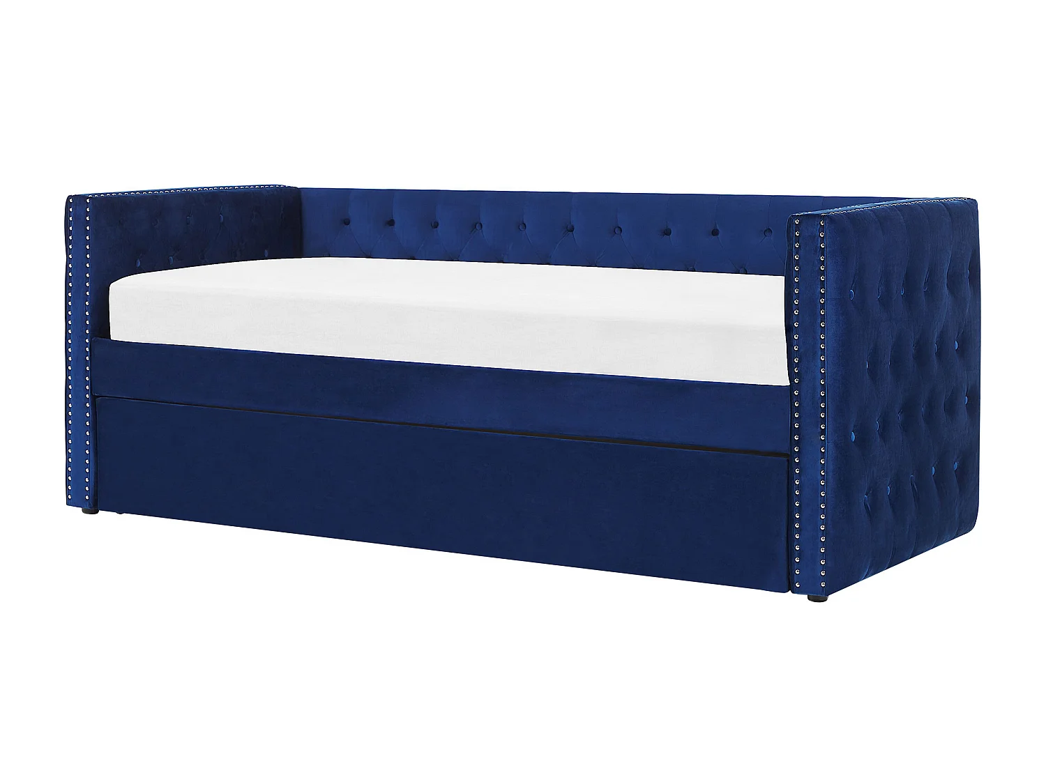 Lit gigogne Velours GASSIN 90 x 200 cm Bleu marine