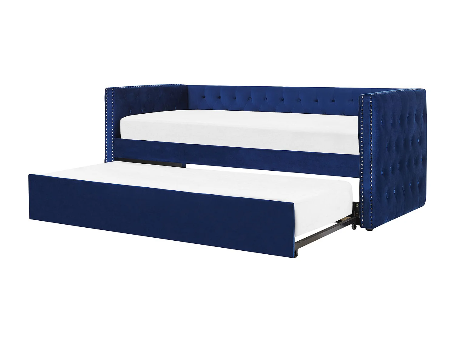 Lit gigogne Velours GASSIN 90 x 200 cm Bleu marine