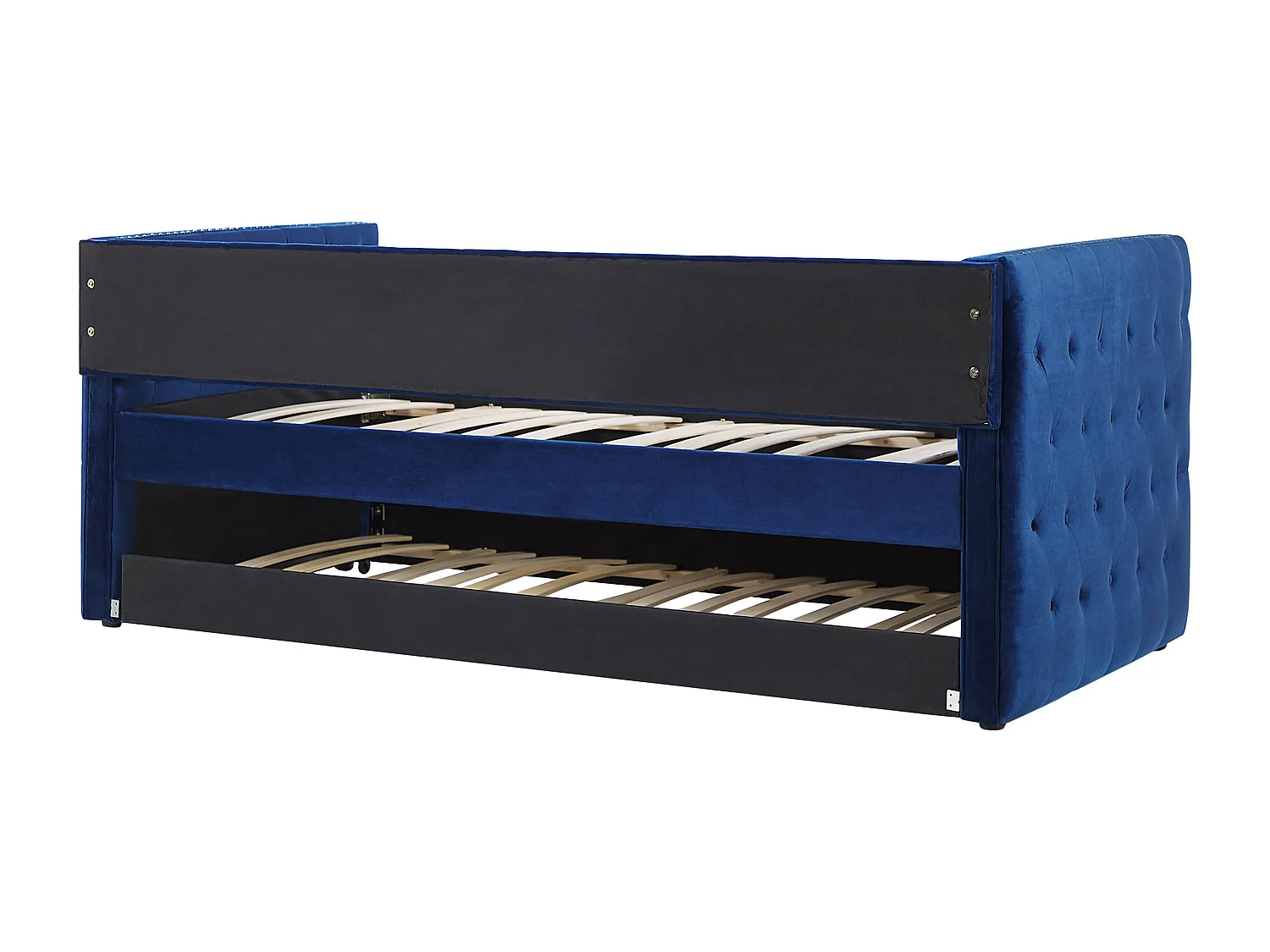 Lit gigogne Velours GASSIN 90 x 200 cm Bleu marine