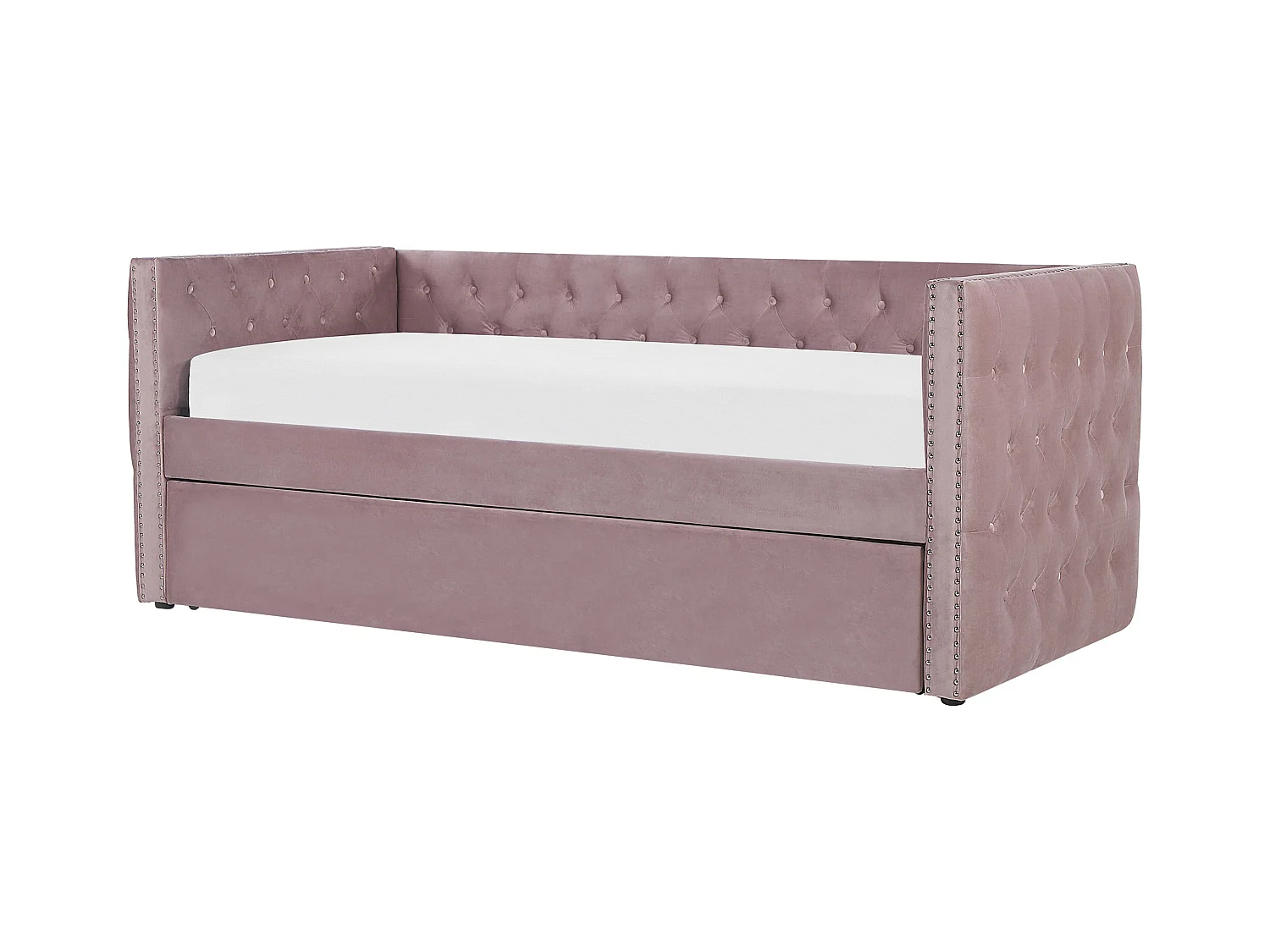 Łóżko wysuwane Welur GASSIN 90 x 200 cm Różowy