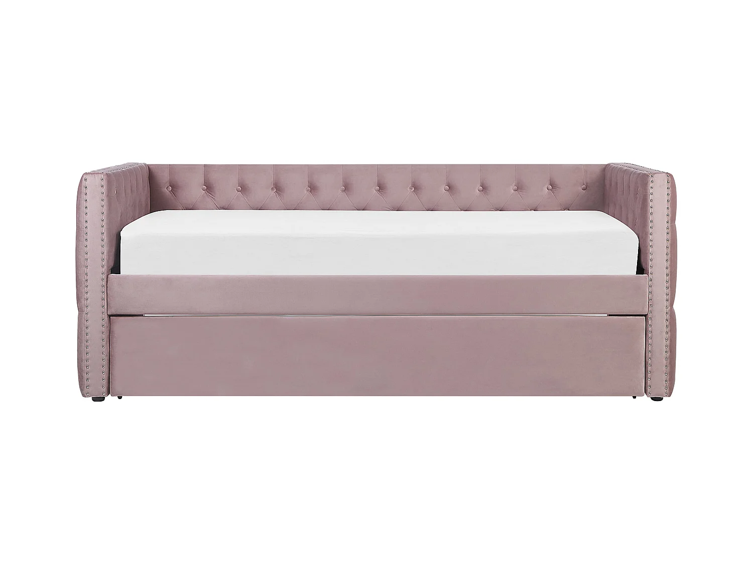 Łóżko wysuwane Welur GASSIN 90 x 200 cm Różowy