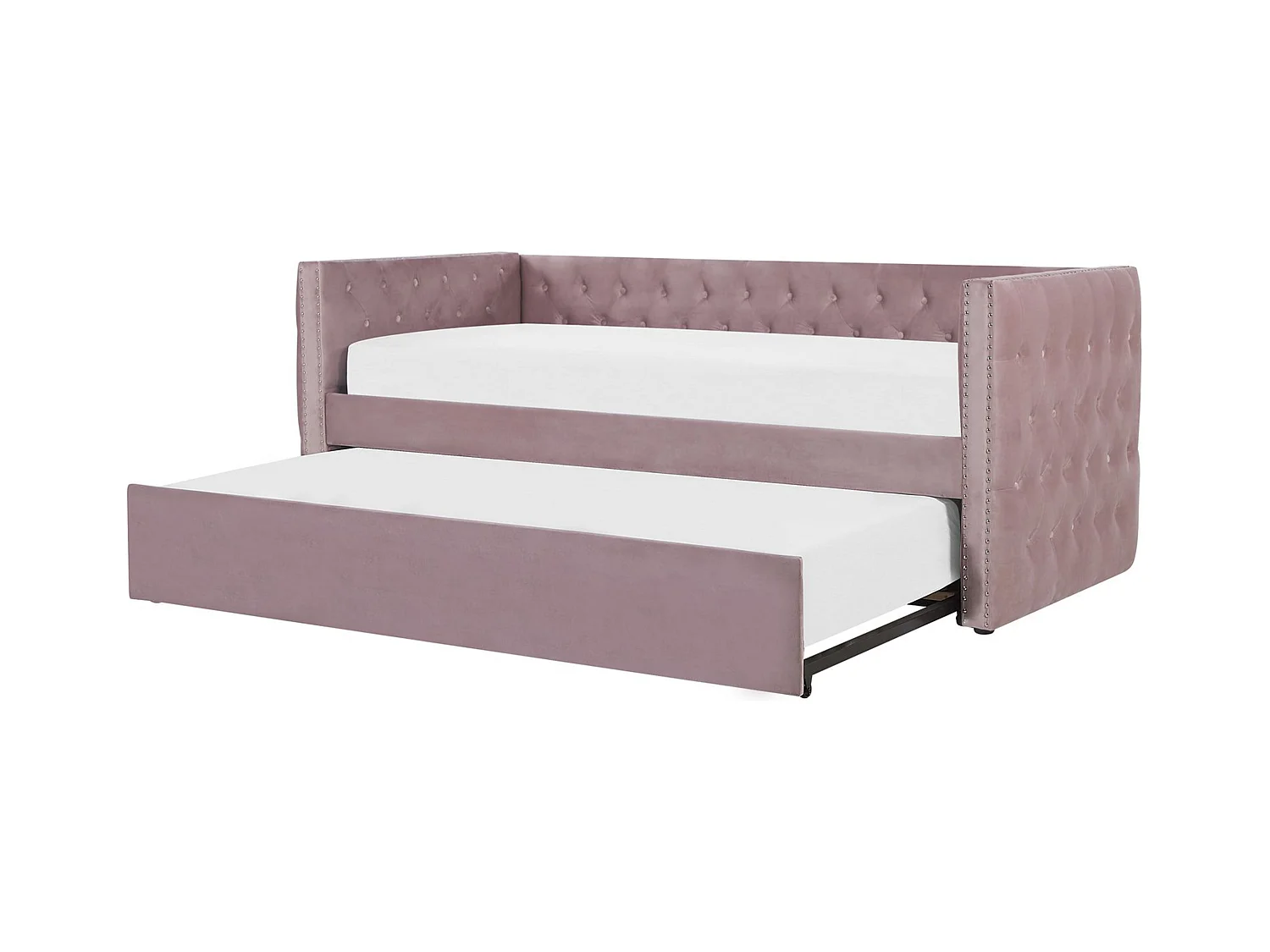 Lit gigogne Velours GASSIN 90 x 200 cm Rose