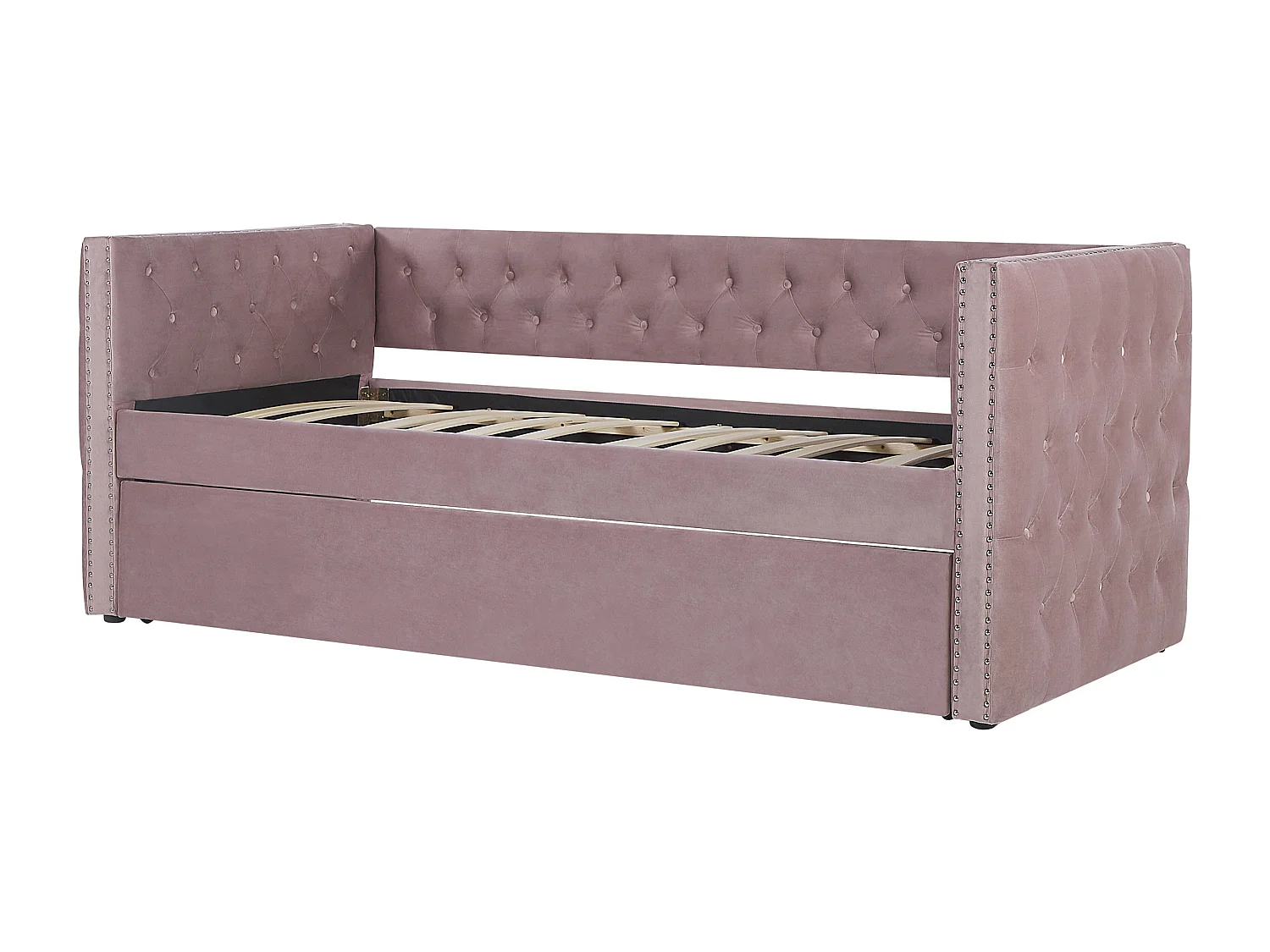 Onderschuifbed Fluweel GASSIN 90 x 200 cm Roze