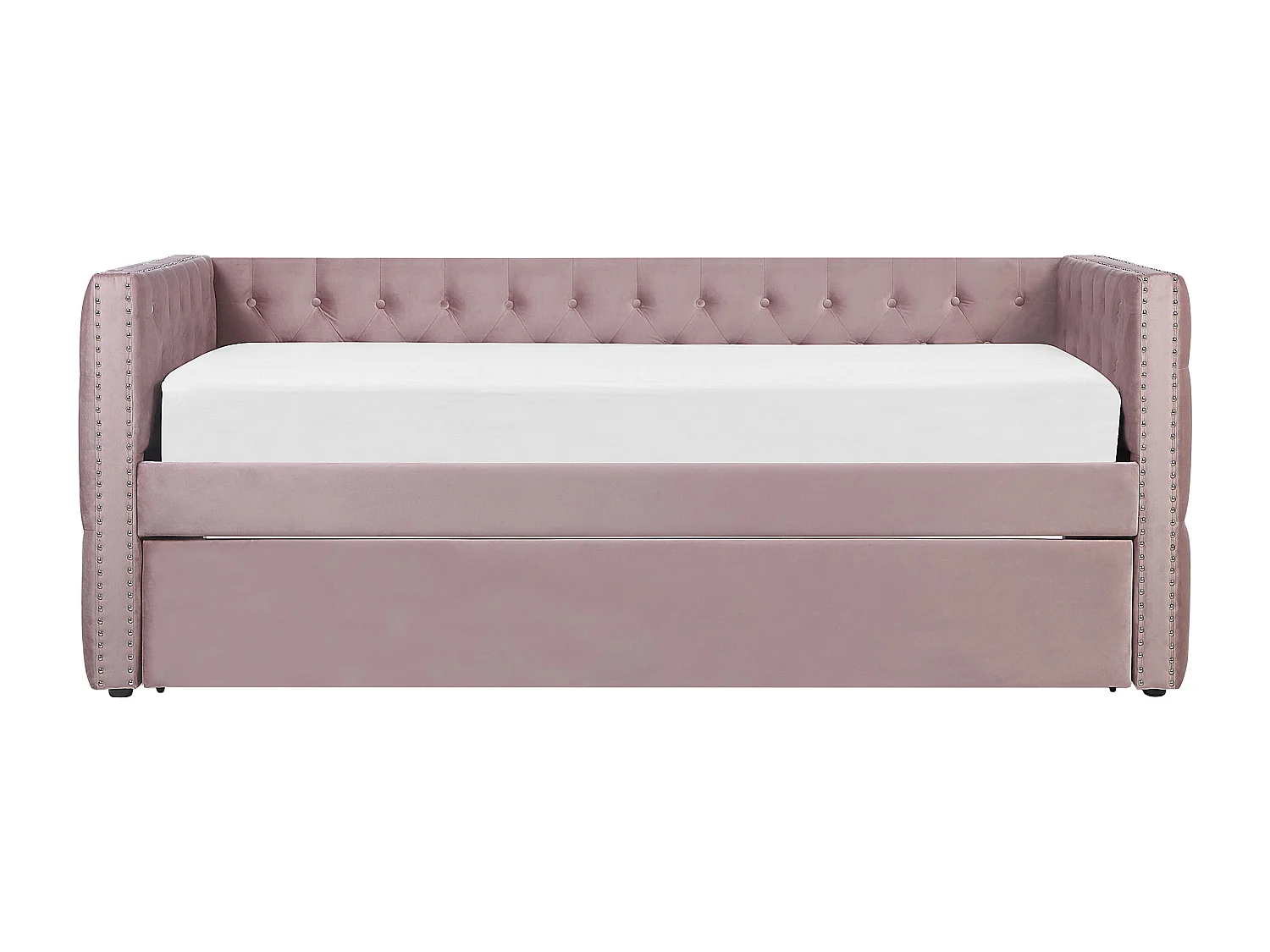 Lit gigogne Velours GASSIN 90 x 200 cm Rose
