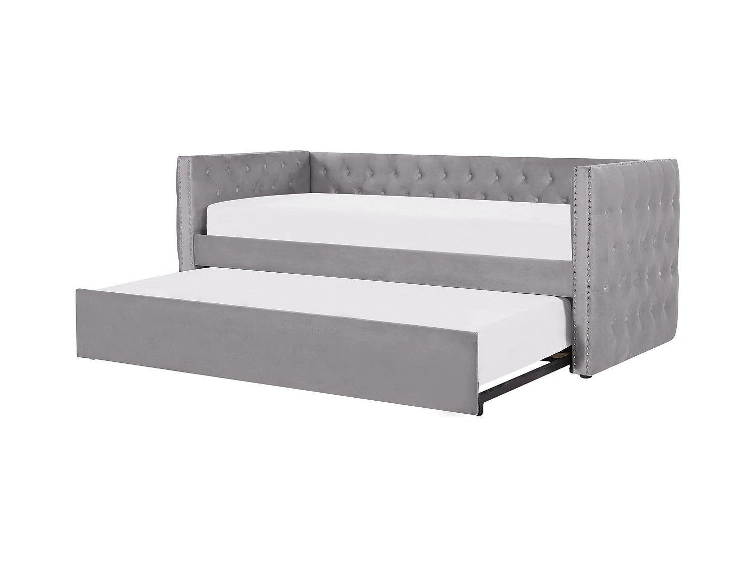 Lit gigogne Velours GASSIN 90 x 200 cm Gris