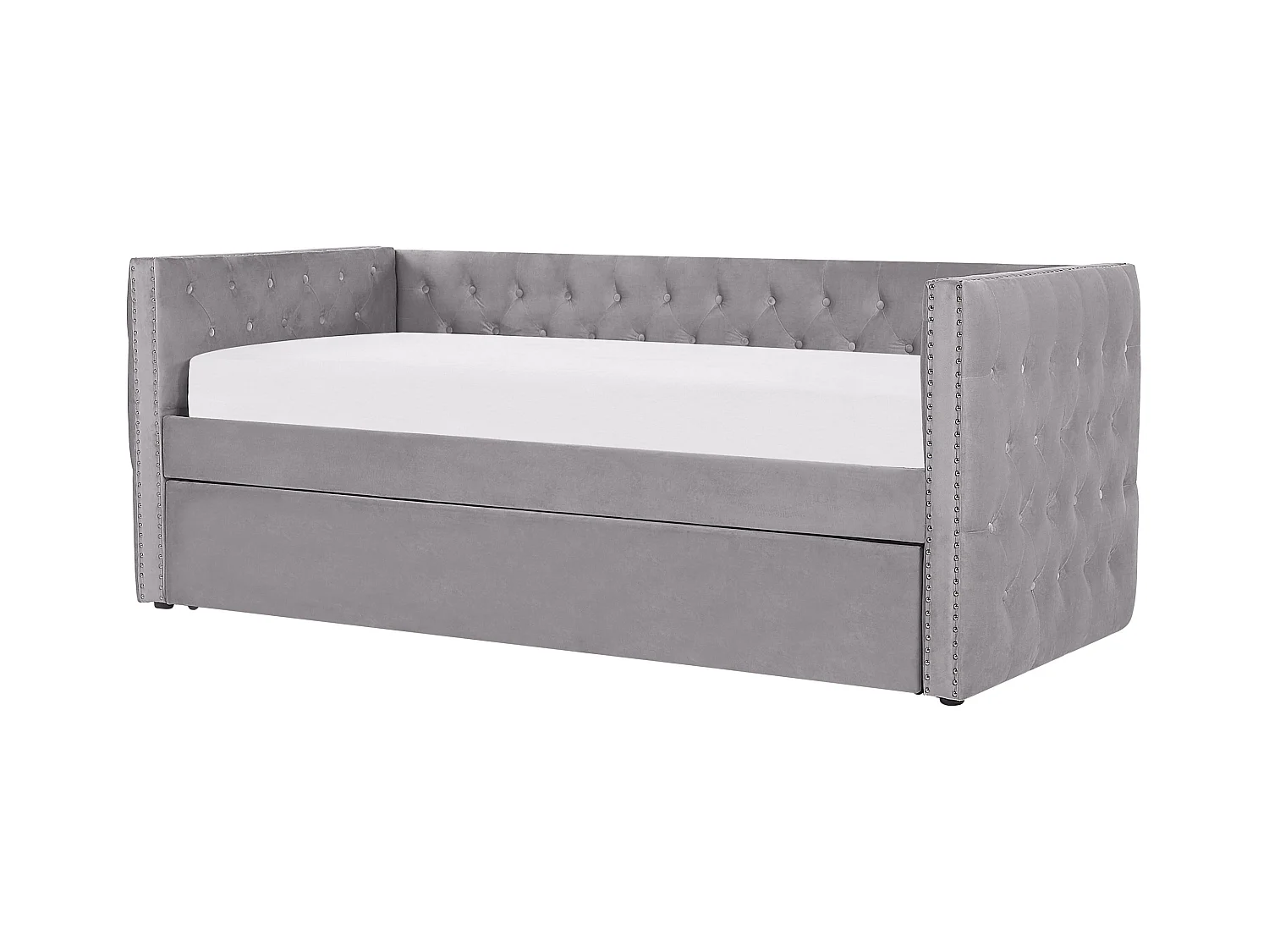 Lit gigogne Velours GASSIN 90 x 200 cm Gris