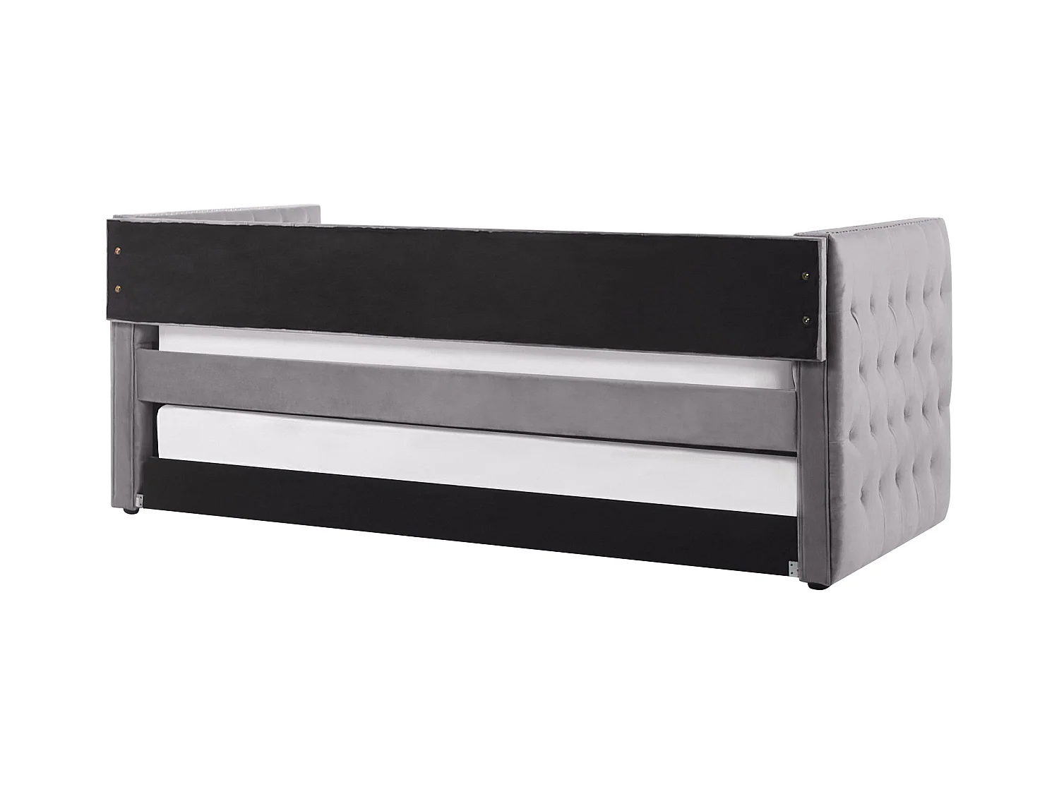 Lit gigogne Velours GASSIN 90 x 200 cm Gris