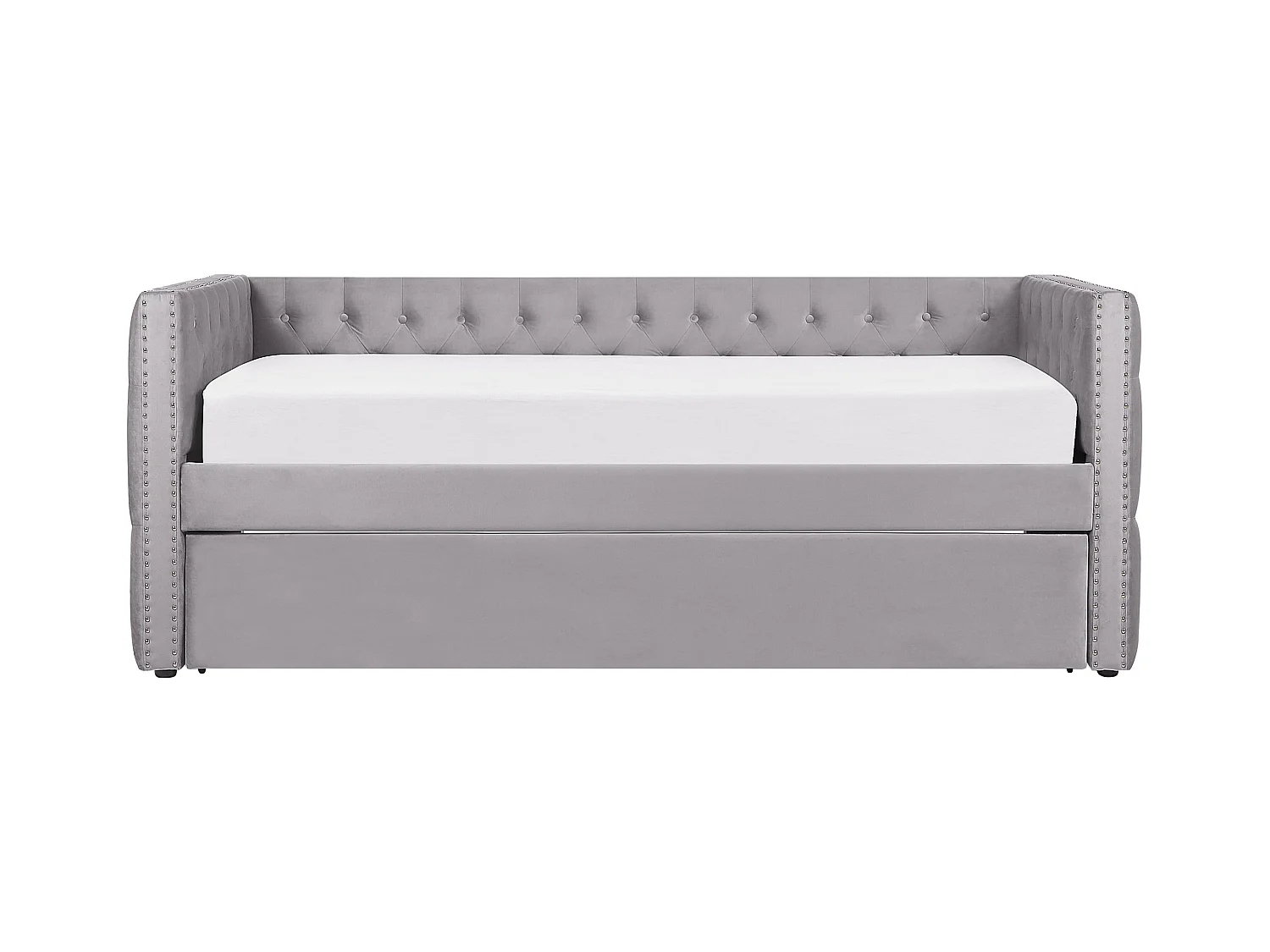 Lit gigogne Velours GASSIN 90 x 200 cm Gris