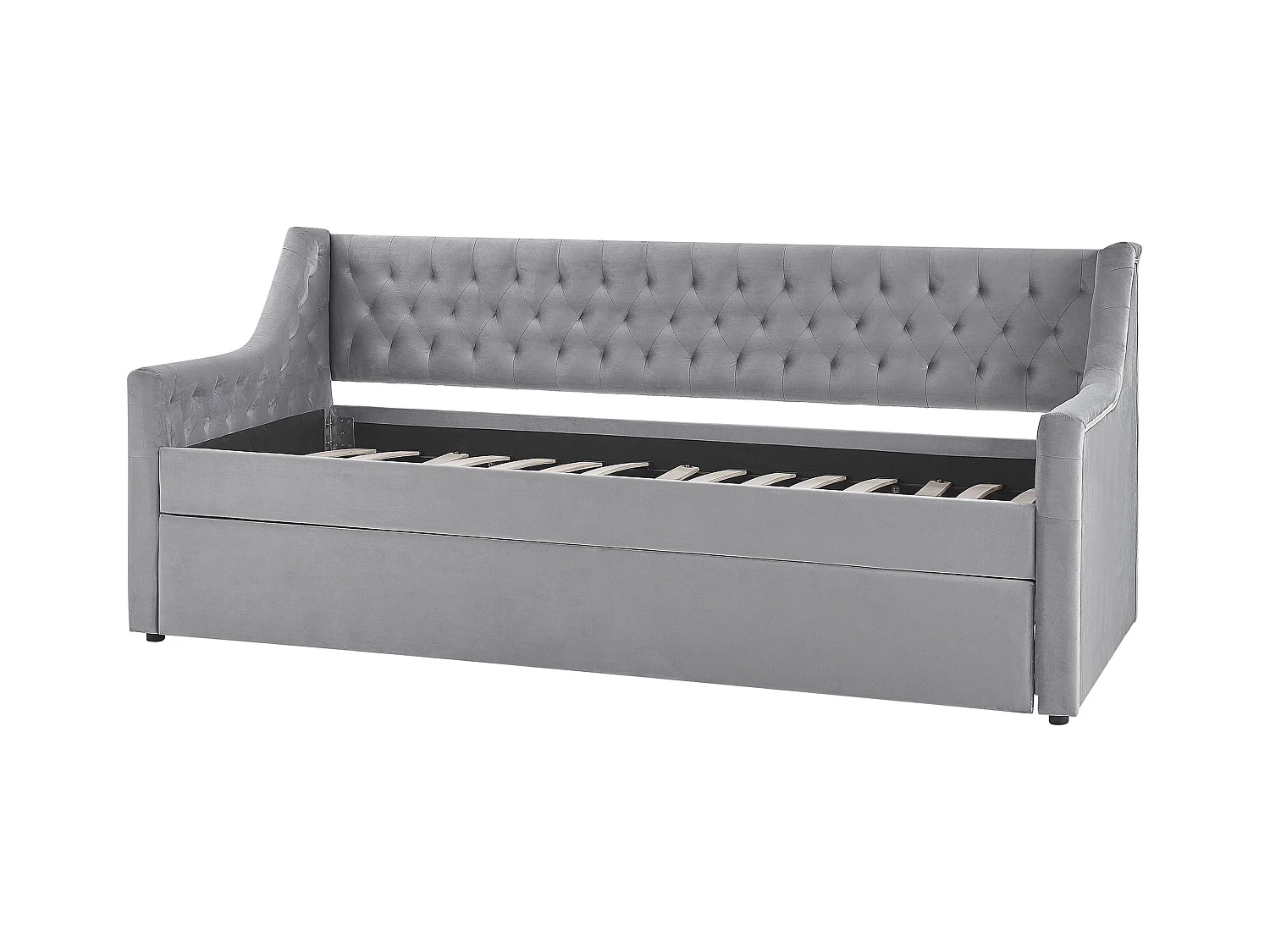 Łóżko wysuwane Welur MONTARGIS 90 x 200 cm Jasnoszary