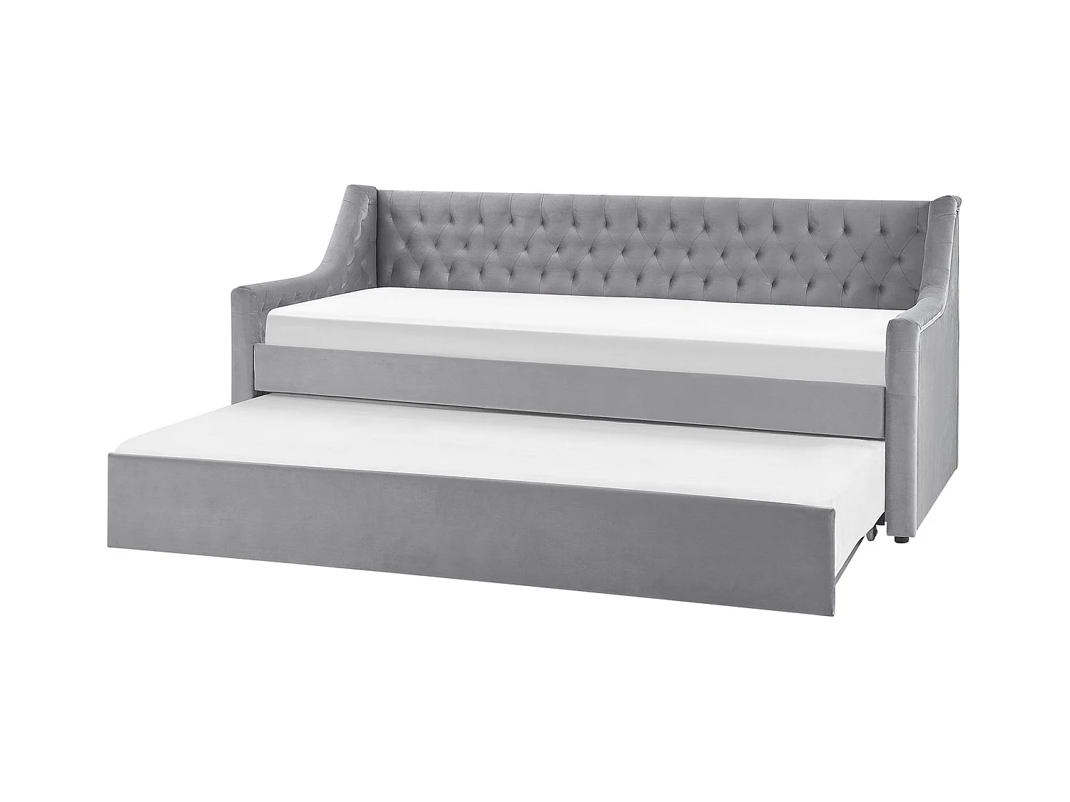 Lit gigogne Velours MONTARGIS 90 x 200 cm Gris clair