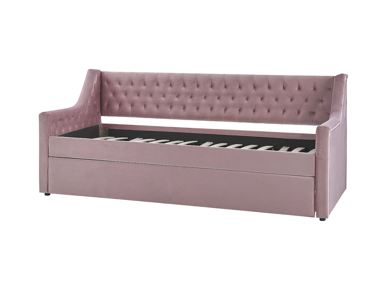 Łóżko wysuwane Welur MONTARGIS 90 x 200 cm Różowy