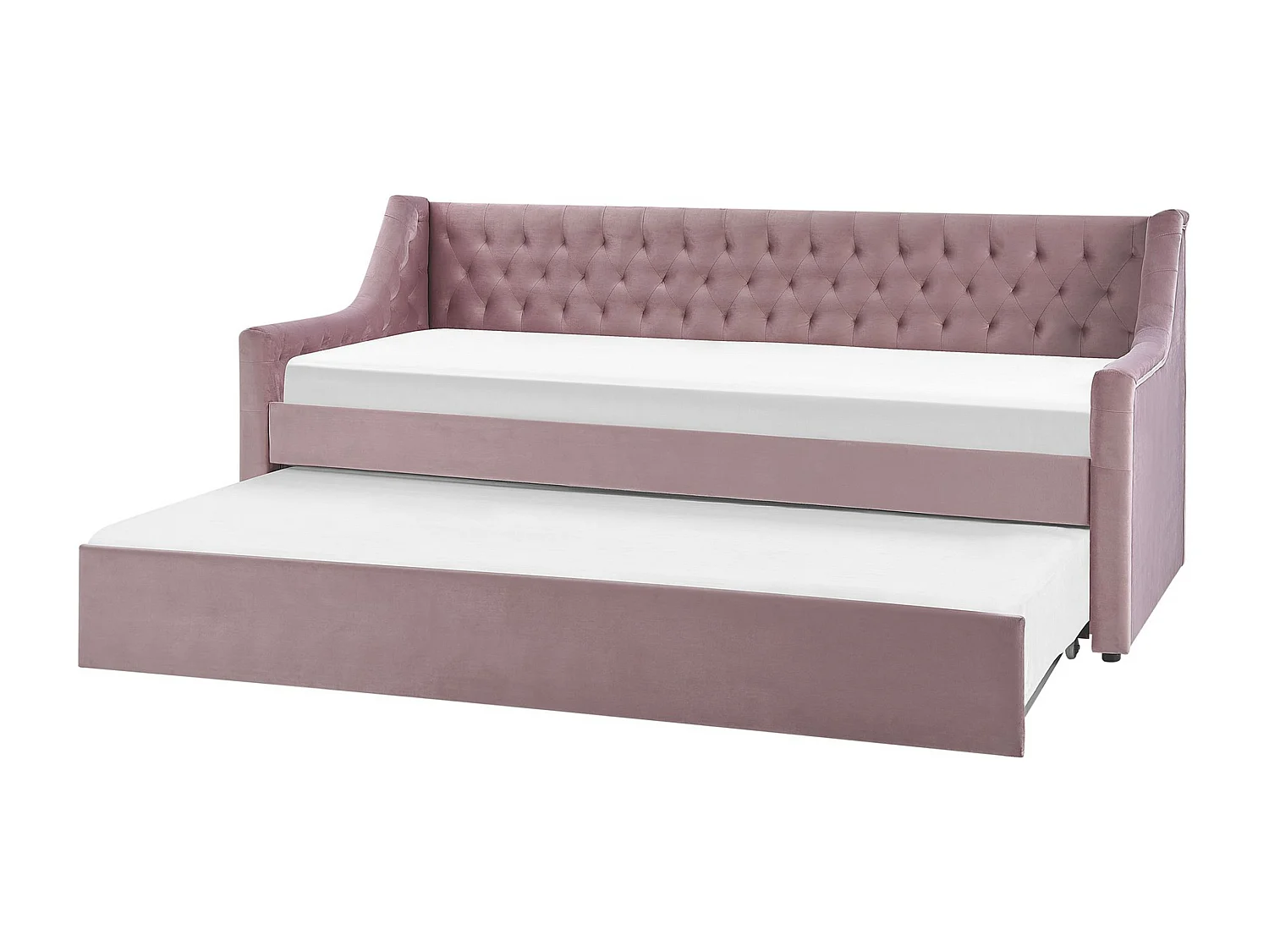 Platzsparendes Tagesbett Samtstoff rosa 90 x 200 cm mit Lattenrost Montargis