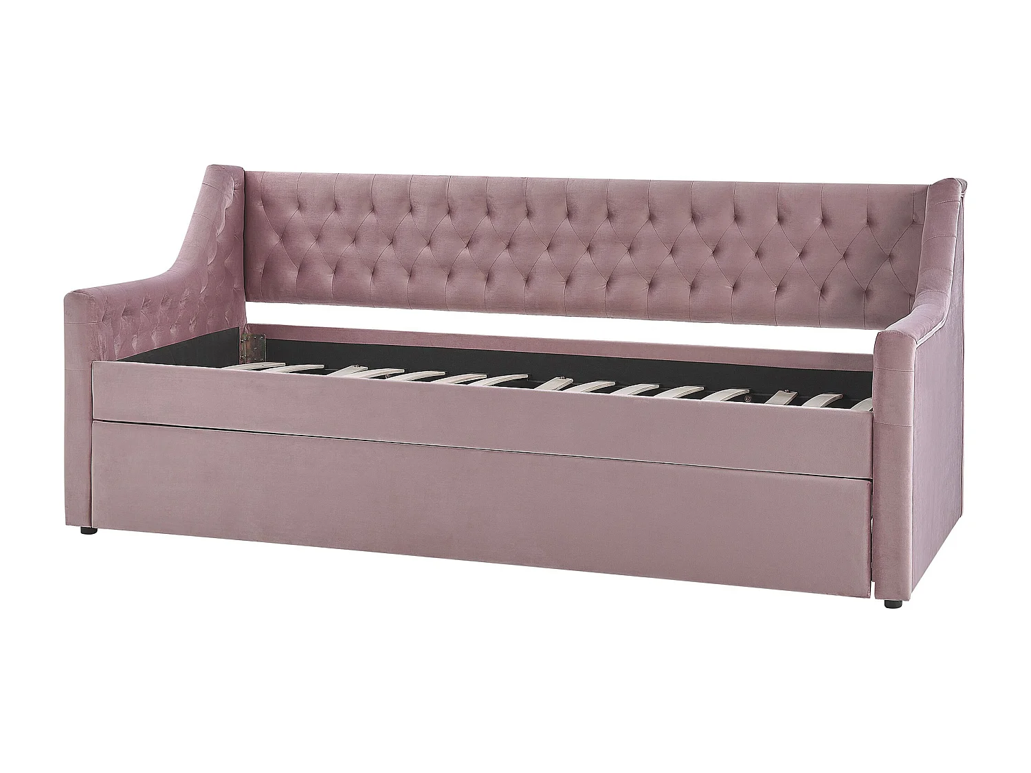 Platzsparendes Tagesbett Samtstoff rosa 90 x 200 cm mit Lattenrost Montargis
