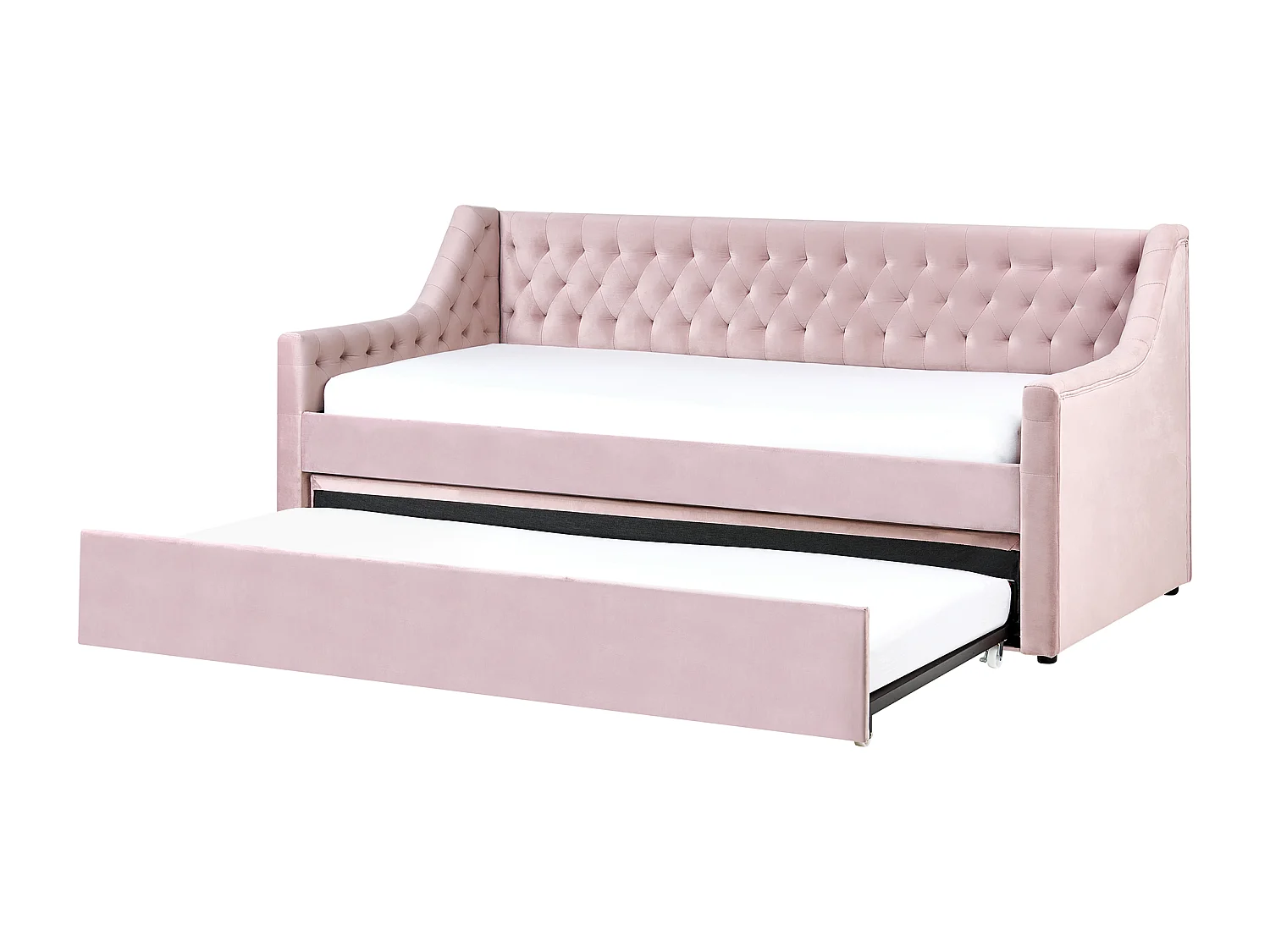 Lit gigogne Velours MONTARGIS 90 x 200 cm Rose