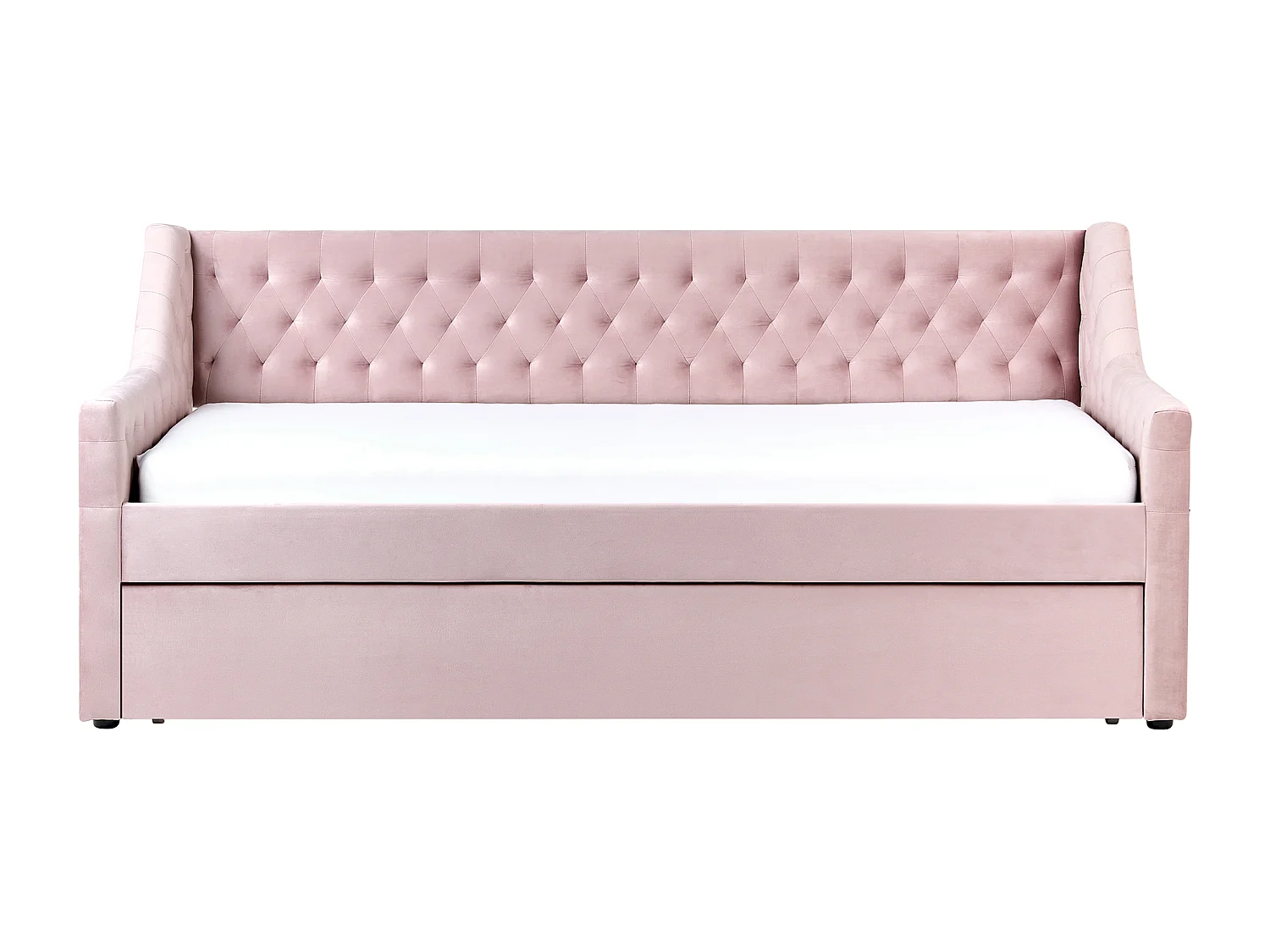 Lit gigogne Velours MONTARGIS 90 x 200 cm Rose
