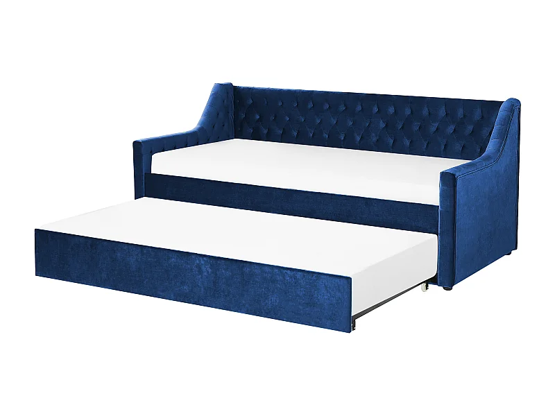 Lit gigogne Velours MONTARGIS 90 x 200 cm Bleu marine