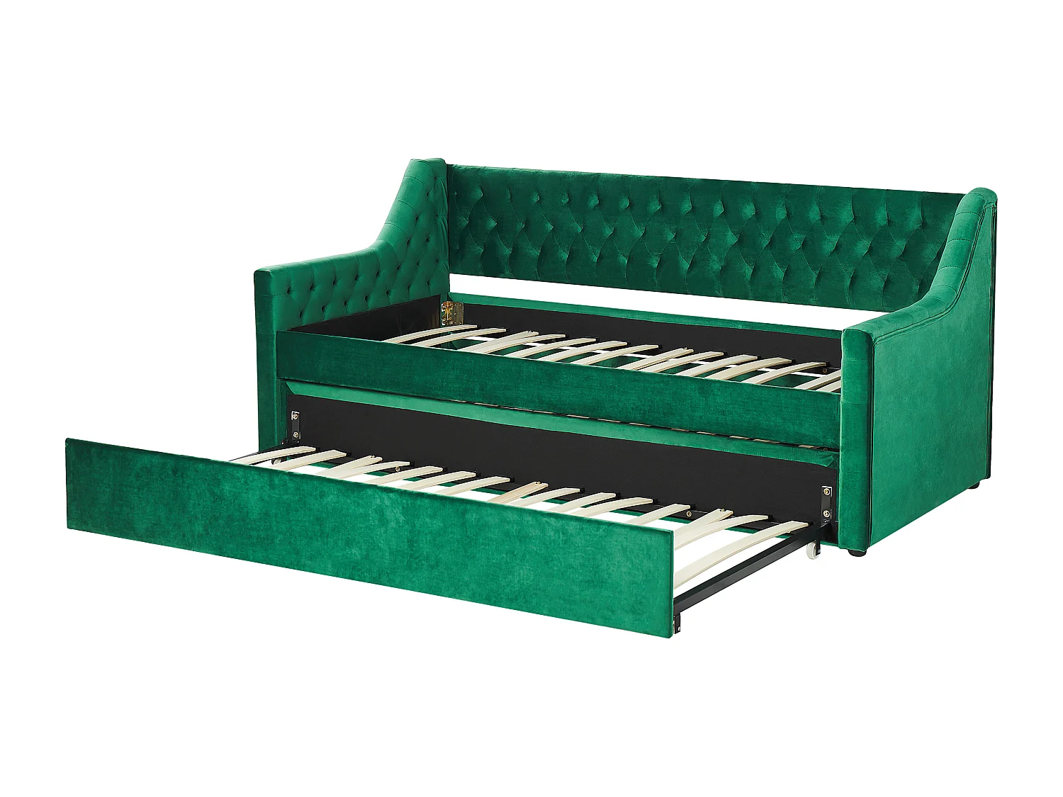 Cama gavetão Veludo MONTARGIS 90 x 200 cm Verde esmeralda