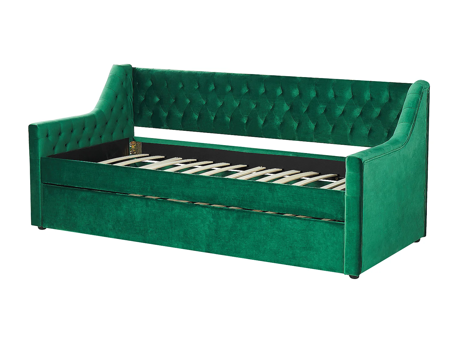 Lit gigogne Velours MONTARGIS 90 x 200 cm Vert émeraude