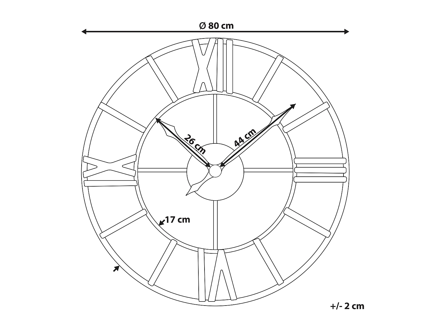 Runde Wanduhr ø 80 cm aus Eisen römische Ziffern schwarz / gold Valsot