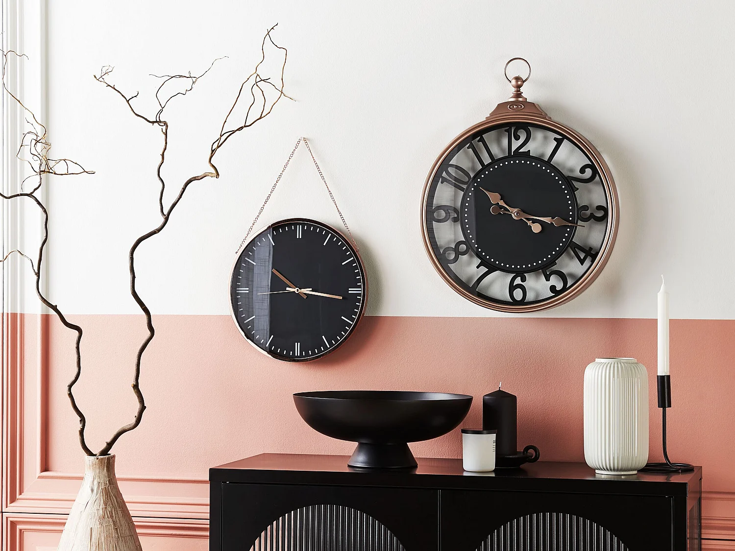 Wandklok ALLOZA 44 cm Zwart