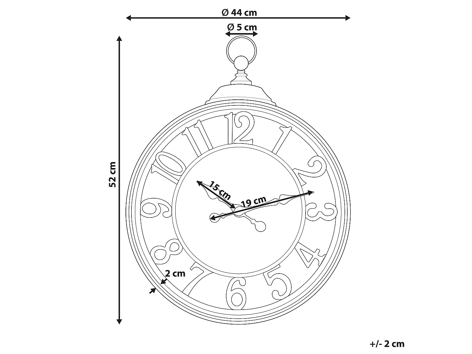 Relógio de parede ALLOZA 44 cm Preto