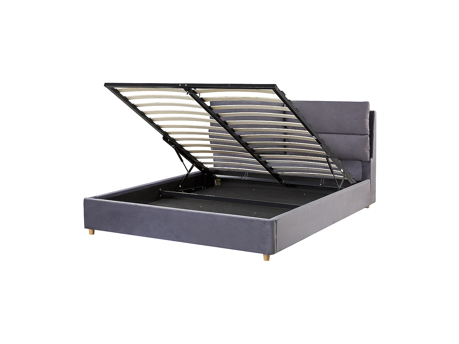 Lit ottoman Velours BATILLY 140 x 200 cm Gris