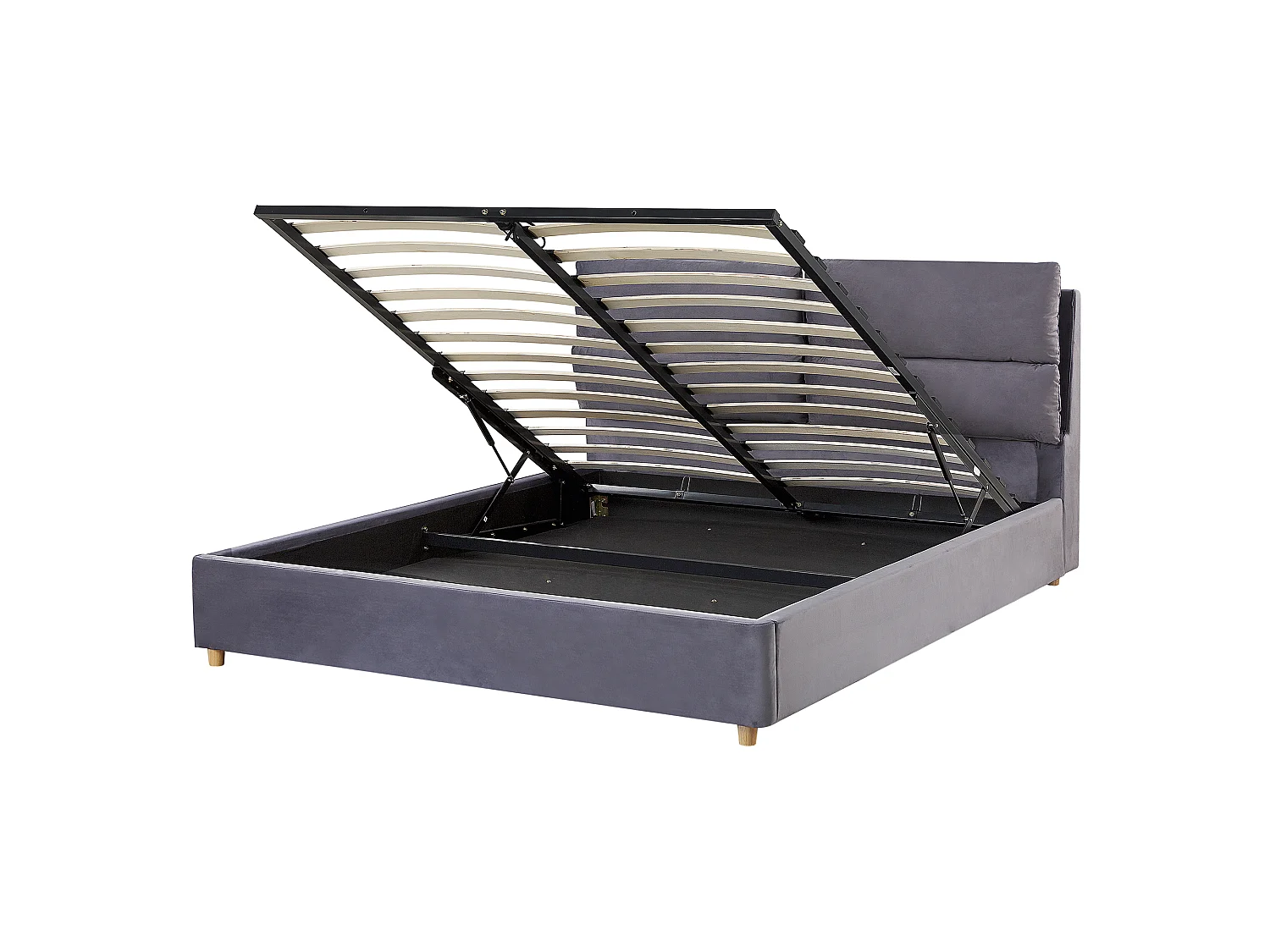 Lit ottoman Velours BATILLY 140 x 200 cm Gris