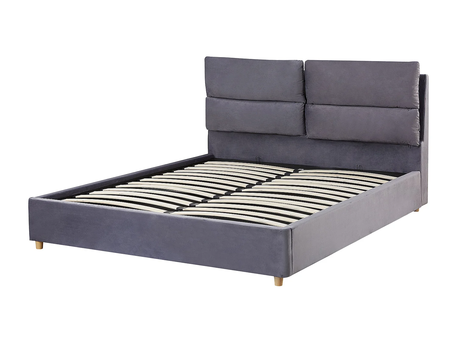 Lit ottoman Velours BATILLY 140 x 200 cm Gris