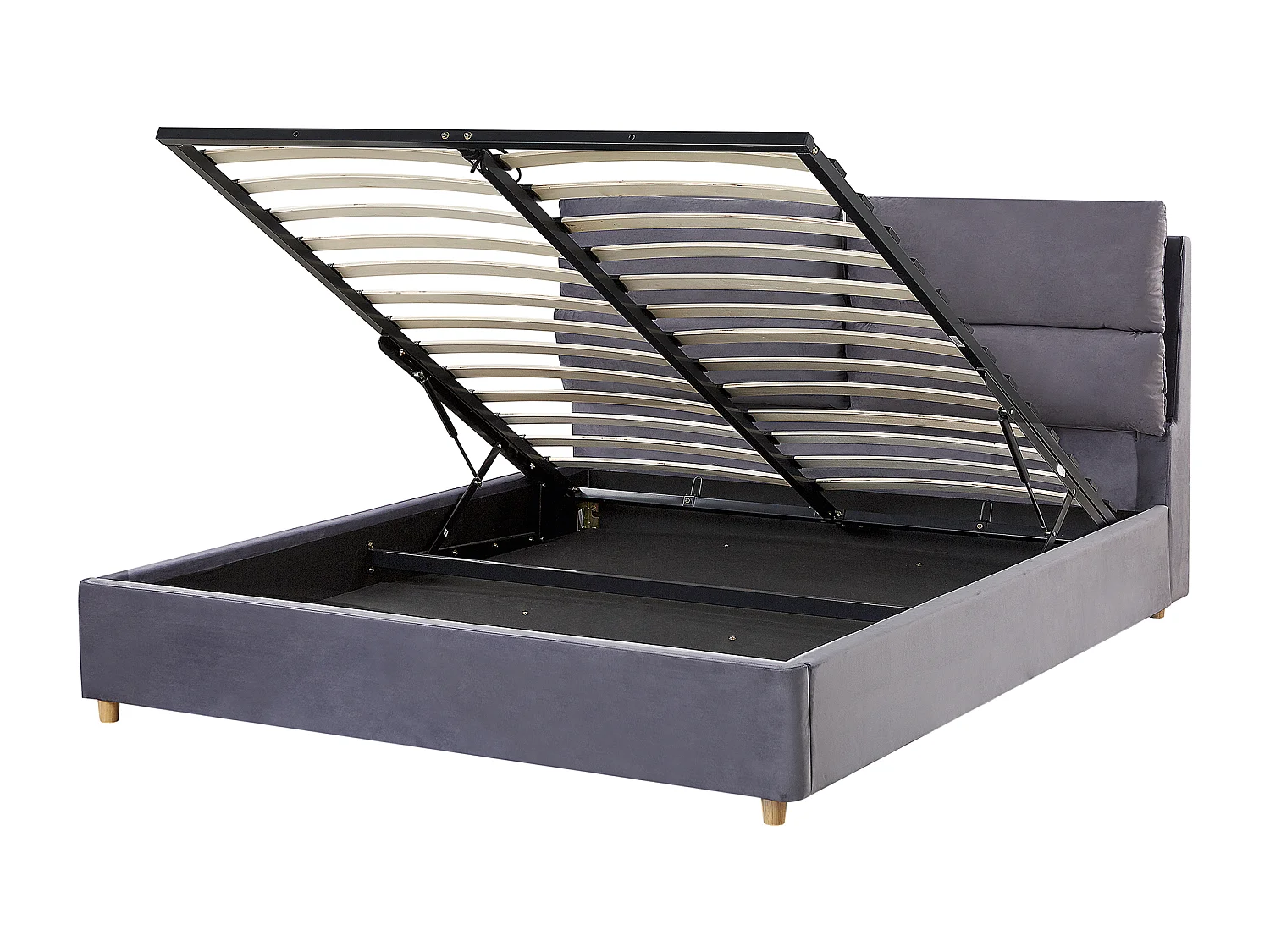 Lit ottoman Velours BATILLY 140 x 200 cm Gris