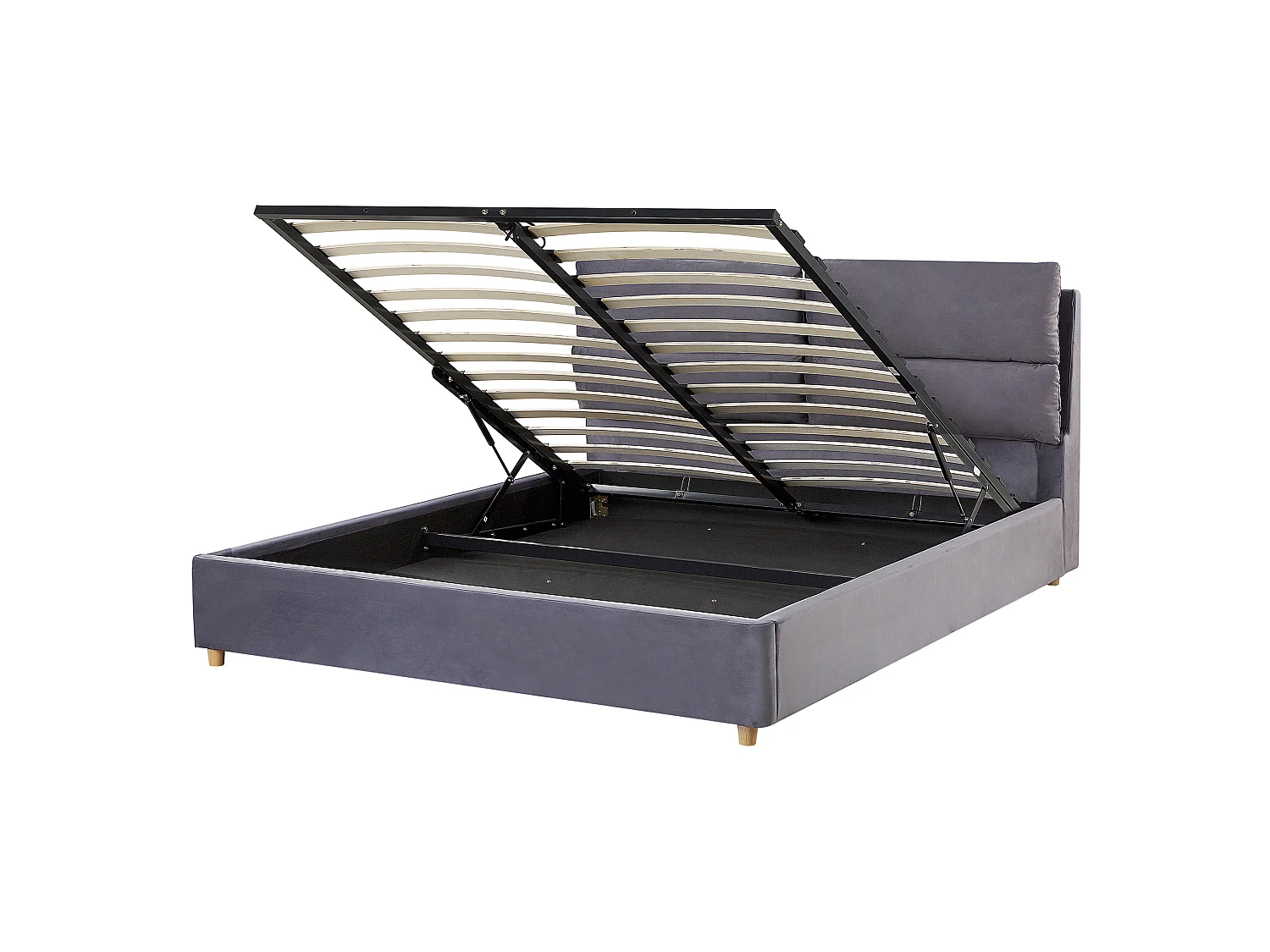 Lit ottoman Velours BATILLY 140 x 200 cm Gris