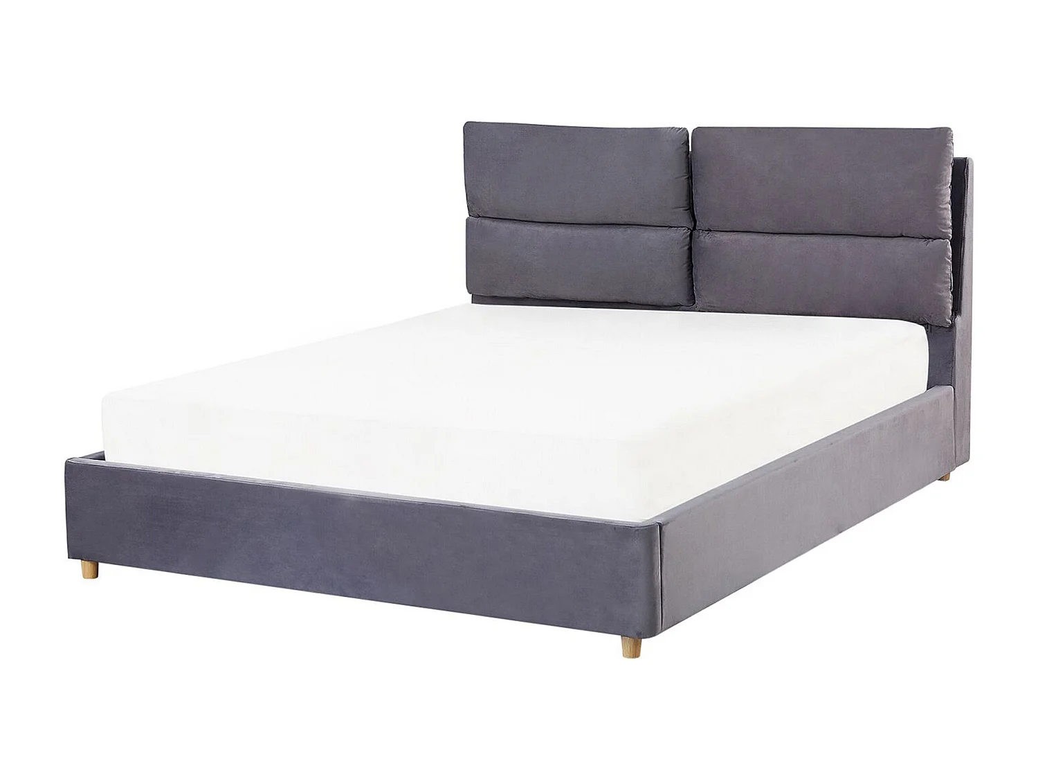 Lit ottoman Velours BATILLY 140 x 200 cm Gris