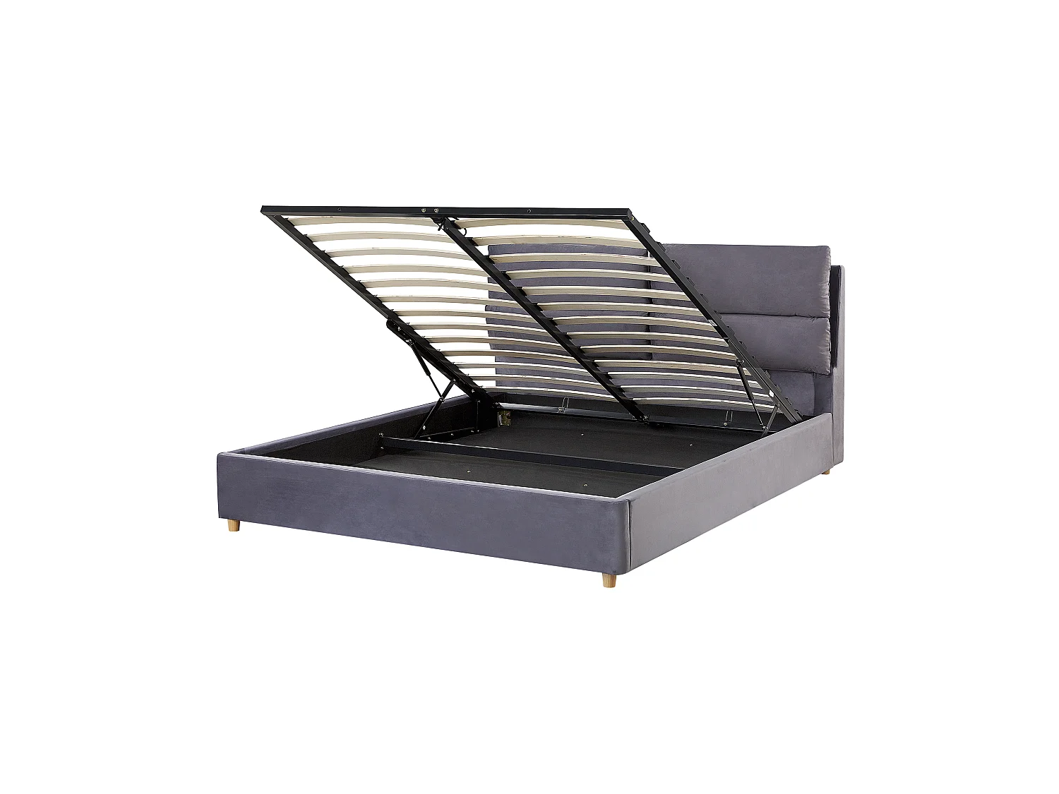 Bed met opbergruimte Fluweel BATILLY 140 x 200 cm Grijs