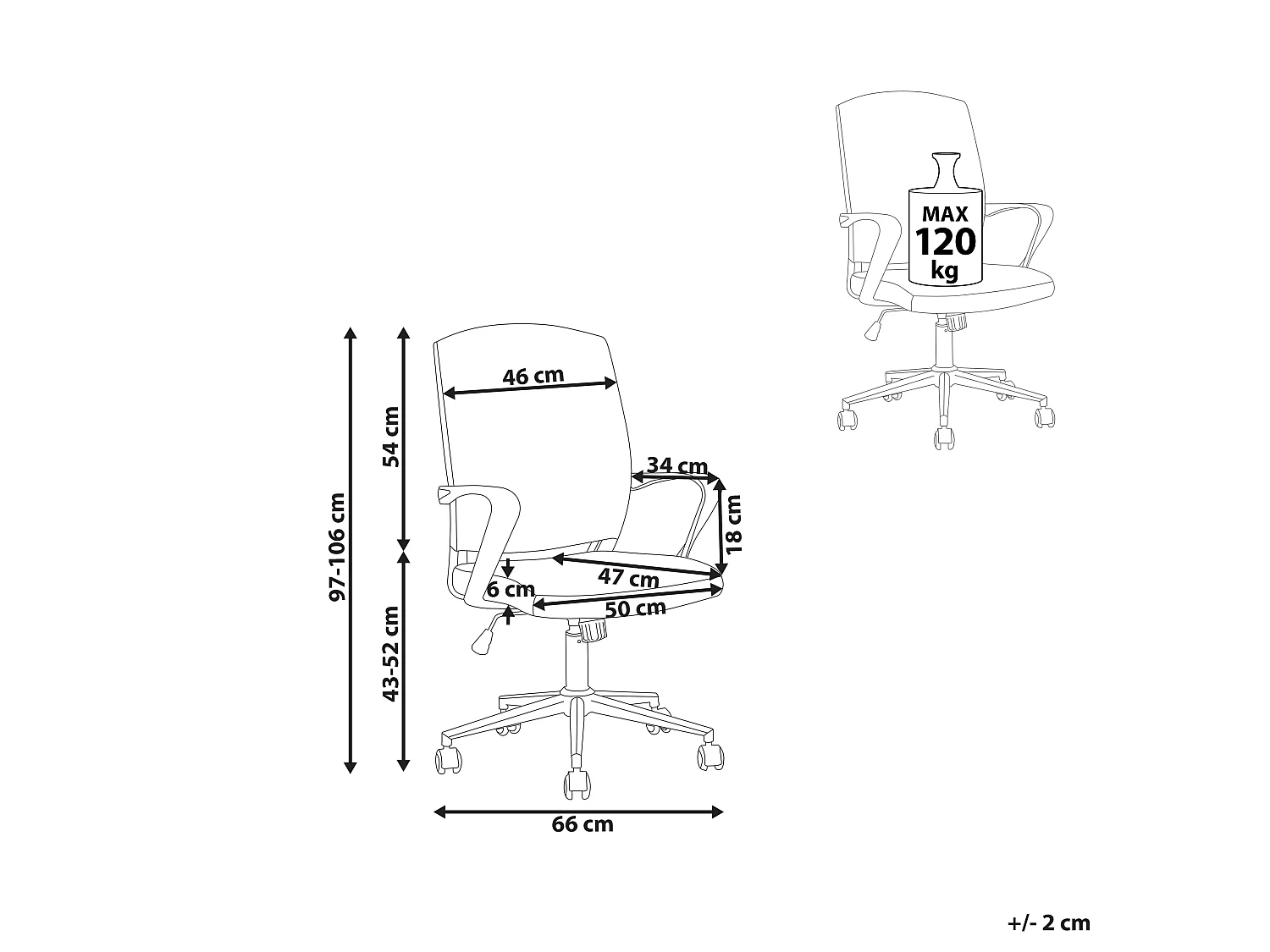 Chaise de bureau BONNY Gris