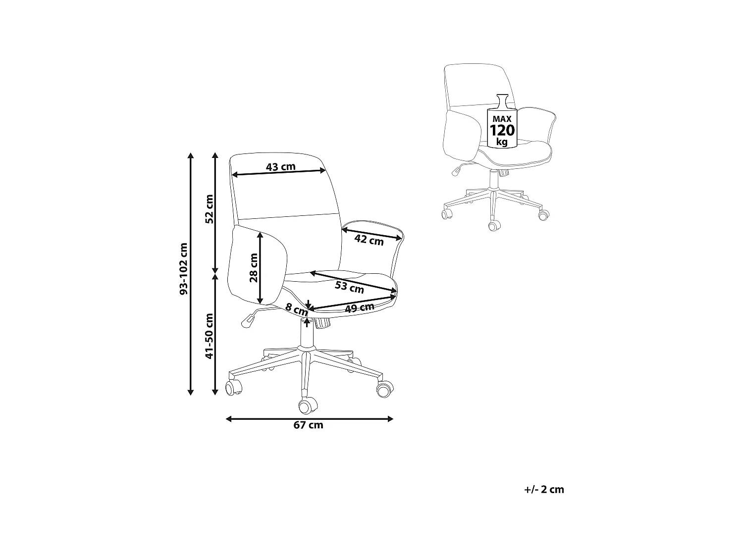 Bürostuhl Stoff grau höhenverstellbar mit Armlehnen bremsbaren Rollen Ravishing