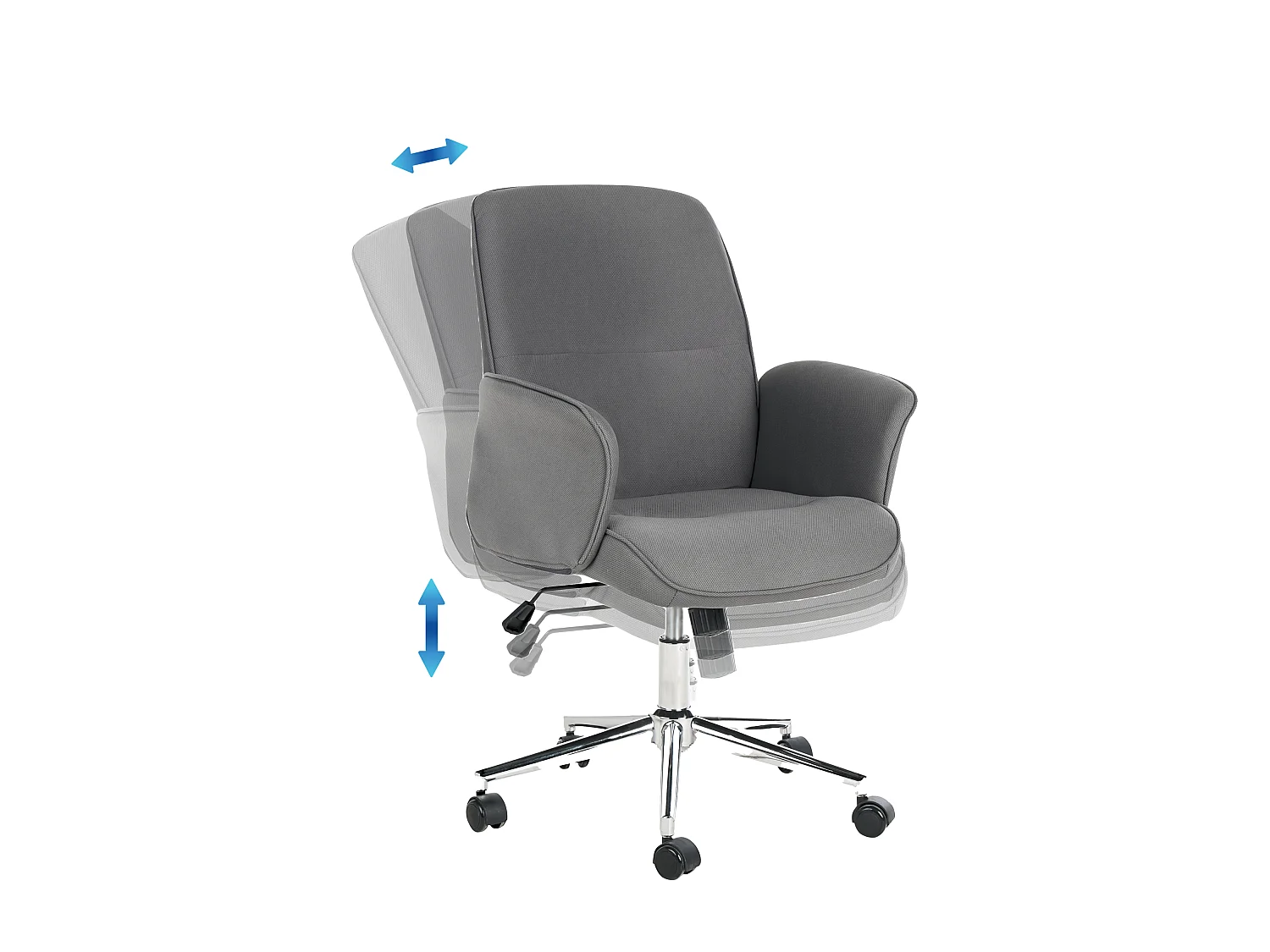 Bürostuhl Stoff grau höhenverstellbar mit Armlehnen bremsbaren Rollen Ravishing